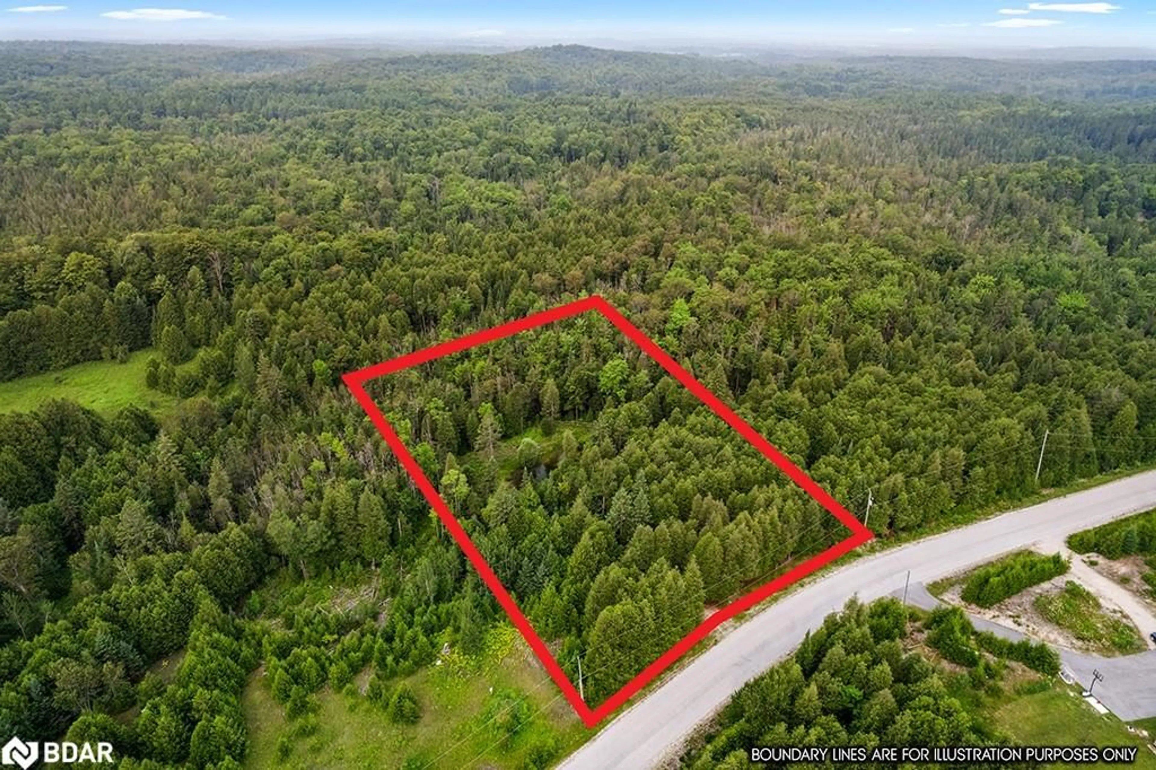 A pic from outside/outdoor area/front of a property/back of a property/a pic from drone, forest/trees view for 126 Highland Dr, Grey Ontario N0C 1H0
