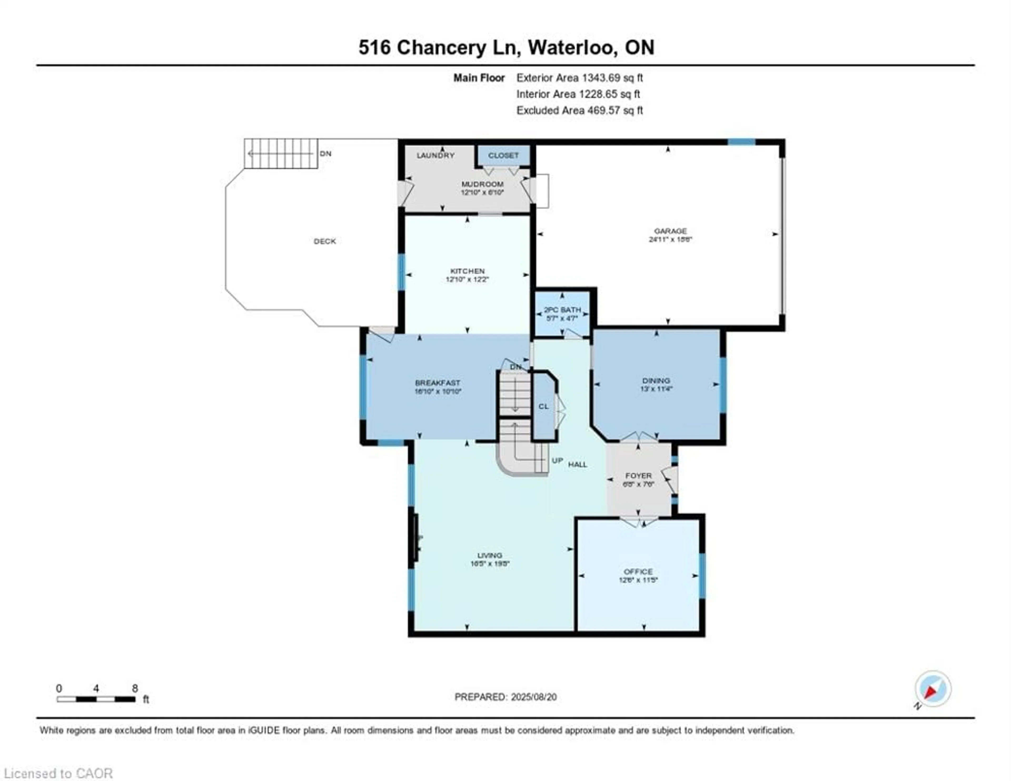 Floor plan for 516 Chancery Lane, Waterloo Ontario N2T 2N4