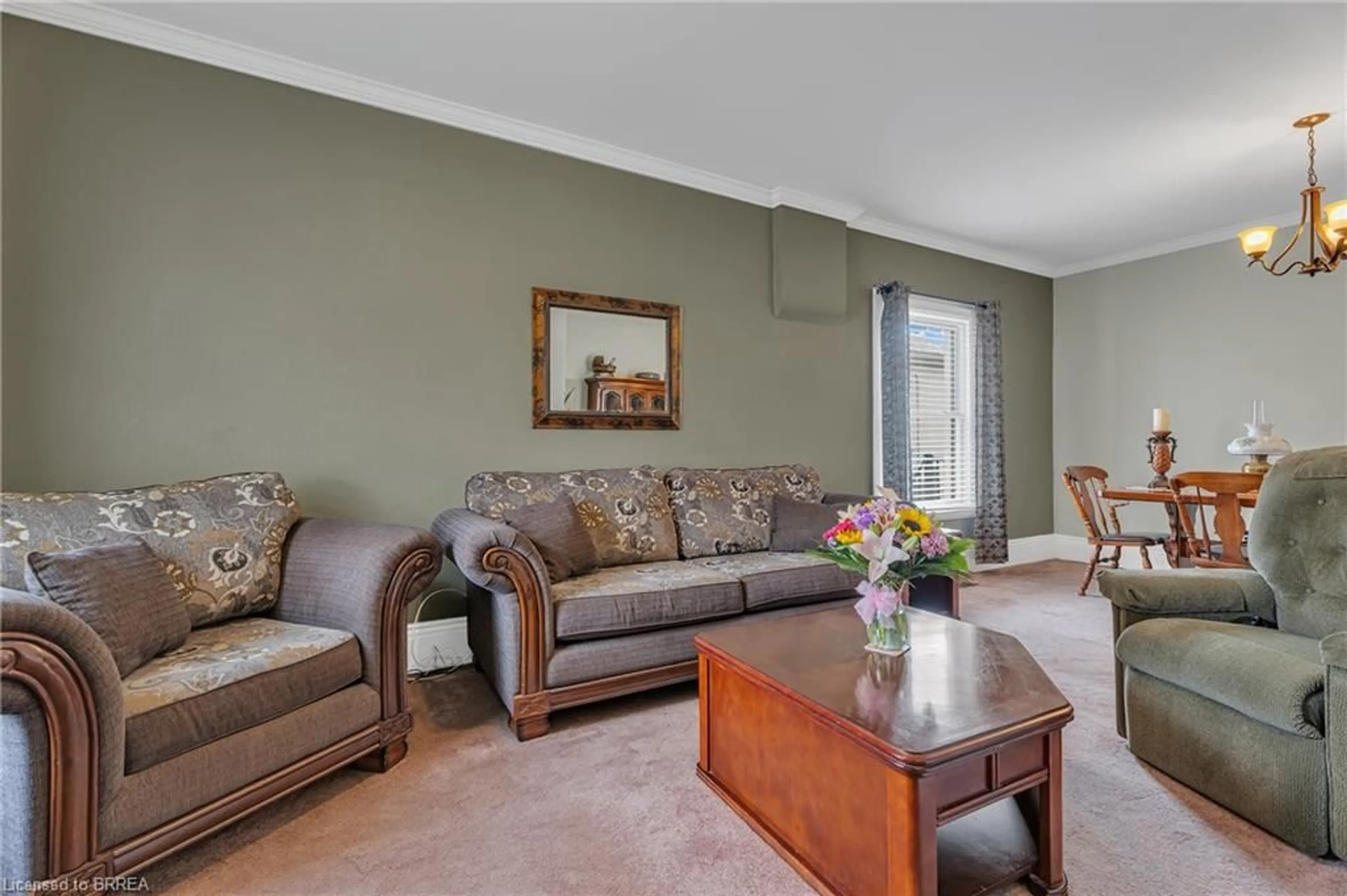 Living room with furniture, carpet floor for 17 Blossie St, Brantford Ontario N3S 2V7