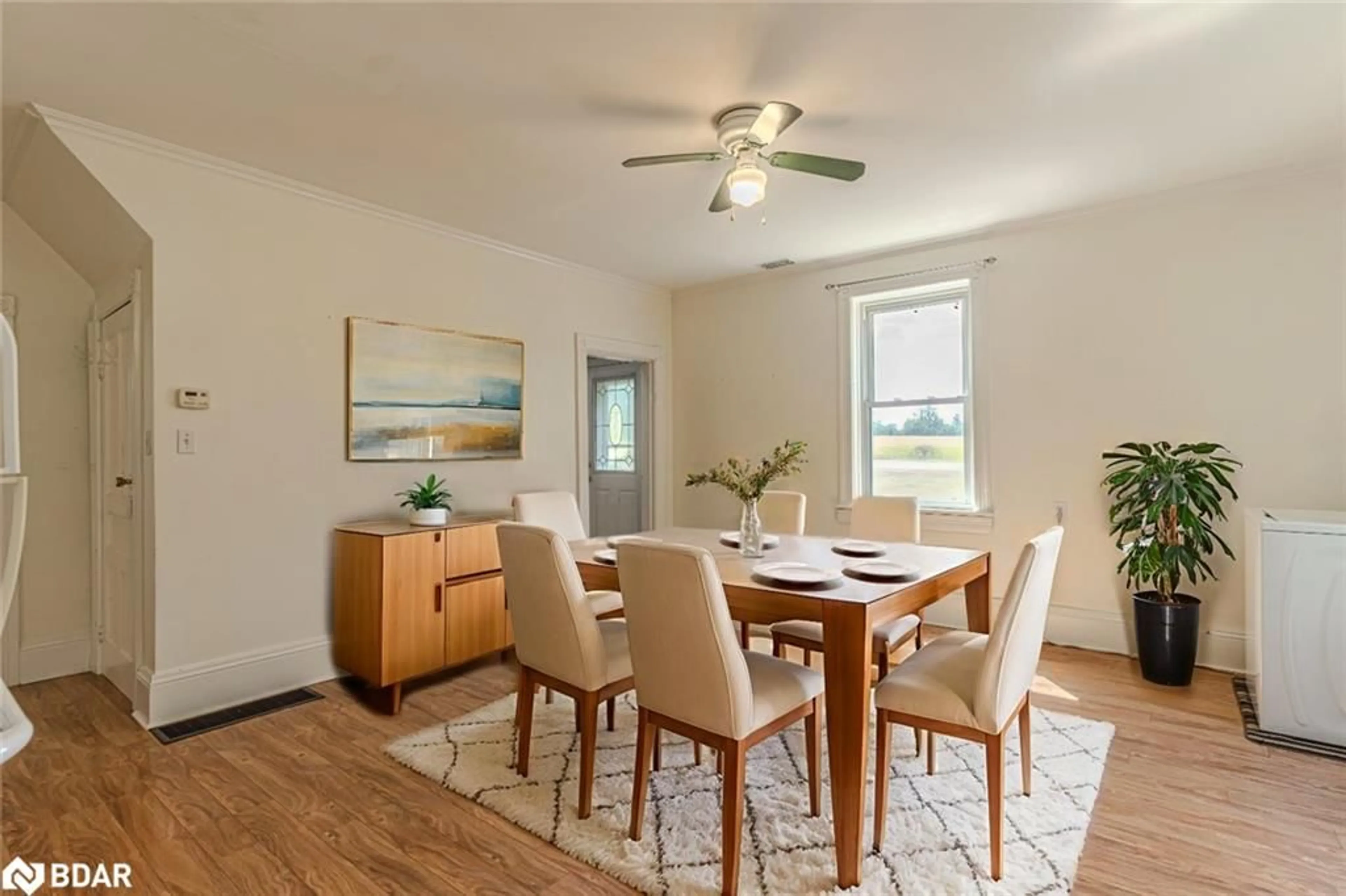 Dining room, wood/laminate floor for 3683 Penetanguishene Road, Oro-Medonte Ontario L4M 4Y8