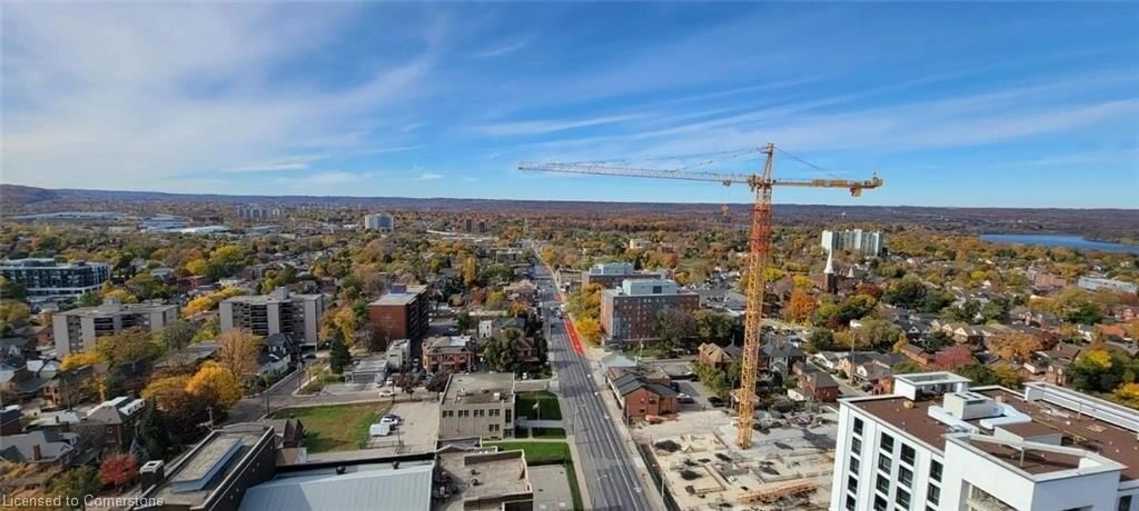 A pic from outside/outdoor area/front of a property/back of a property/a pic from drone, city buildings view from balcony for 15 Queen St #2207, Hamilton Ontario L8P 0C6