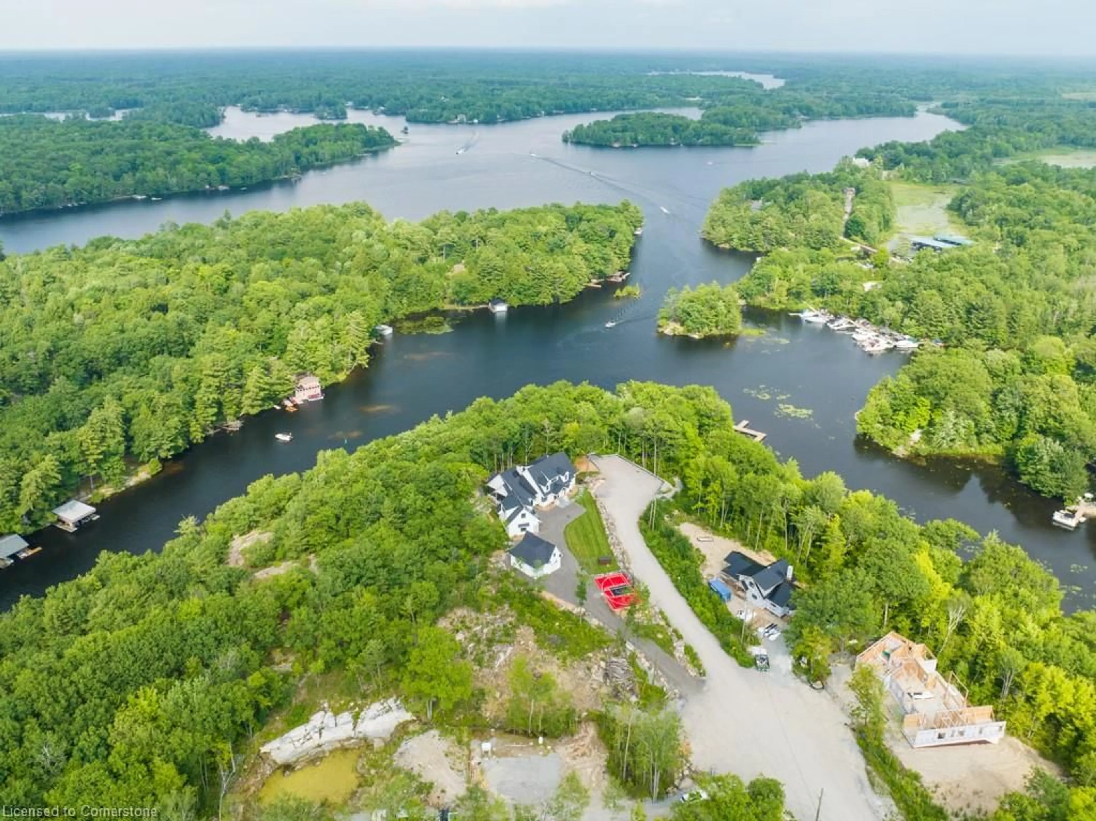 A pic from outside/outdoor area/front of a property/back of a property/a pic from drone, water/lake/river/ocean view for 3524 Isla Way, Port Severn Ontario L0K 1S0