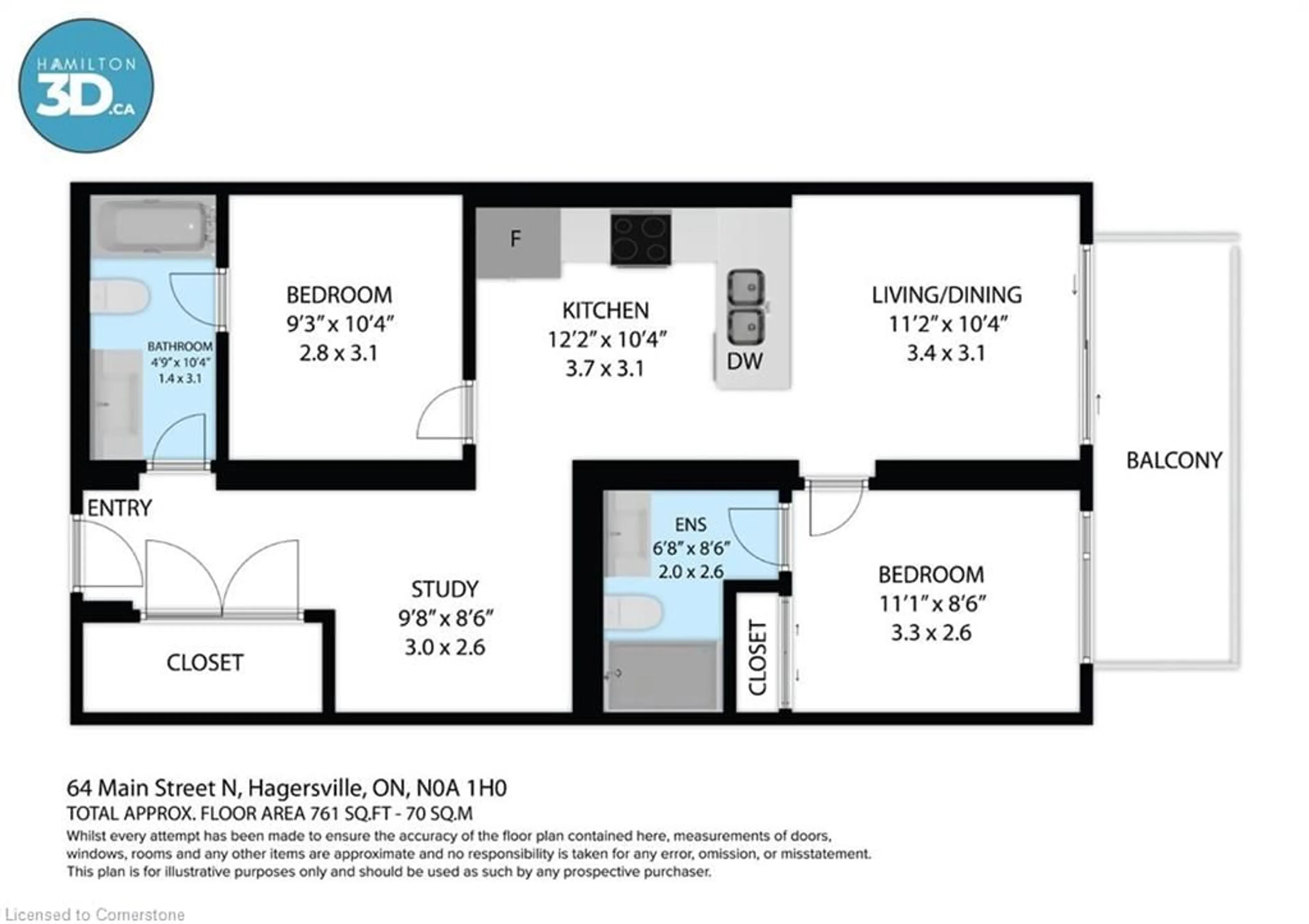 Floor plan for 64 Main St #303, Hagersville Ontario N0A 1H0
