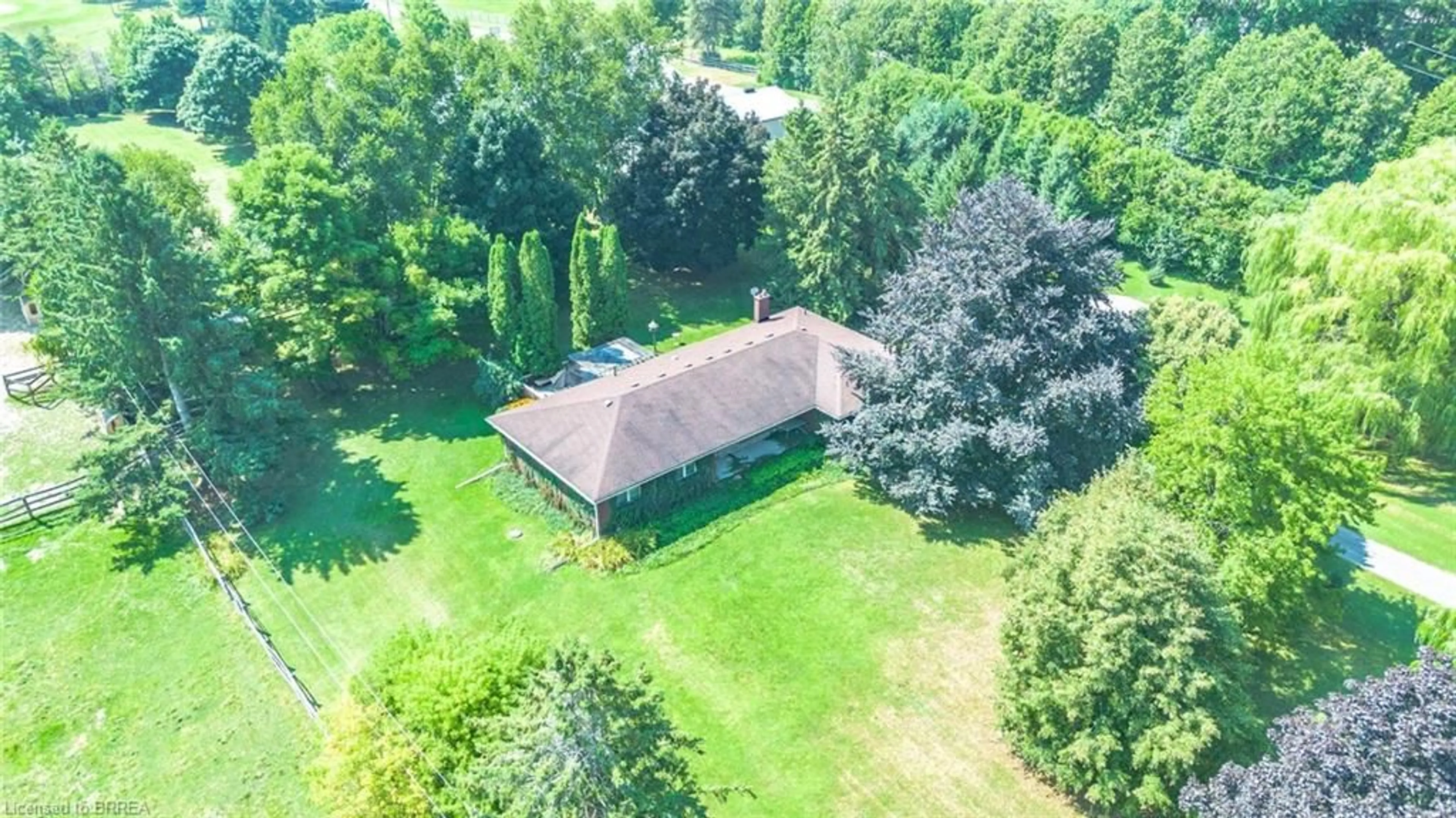 A pic from outside/outdoor area/front of a property/back of a property/a pic from drone, forest/trees view for 124 Governor's Rd, Brantford Ontario N3L 3E1