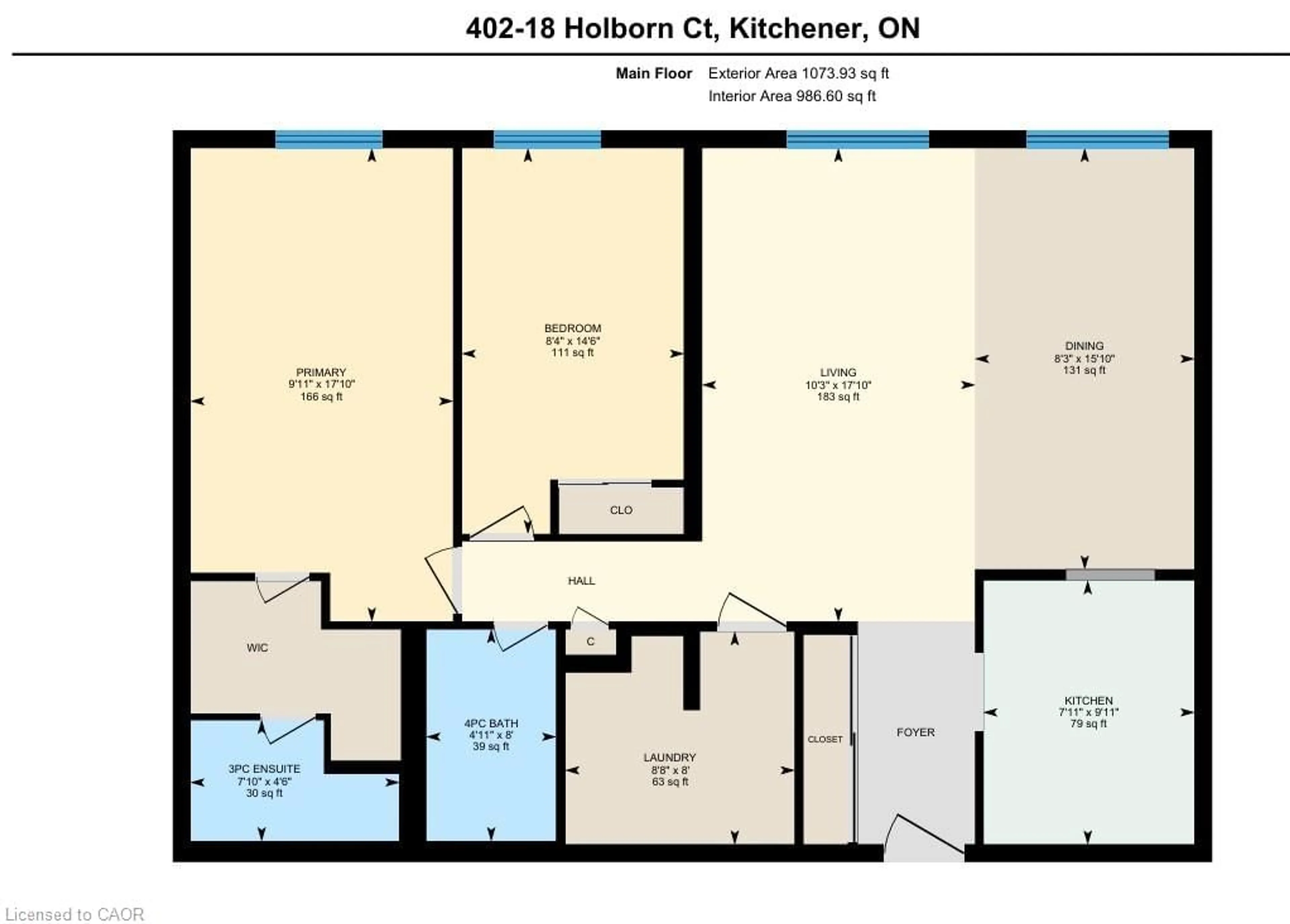 Floor plan for 18 Holborn Crt #402, Kitchener Ontario N2A 4A1