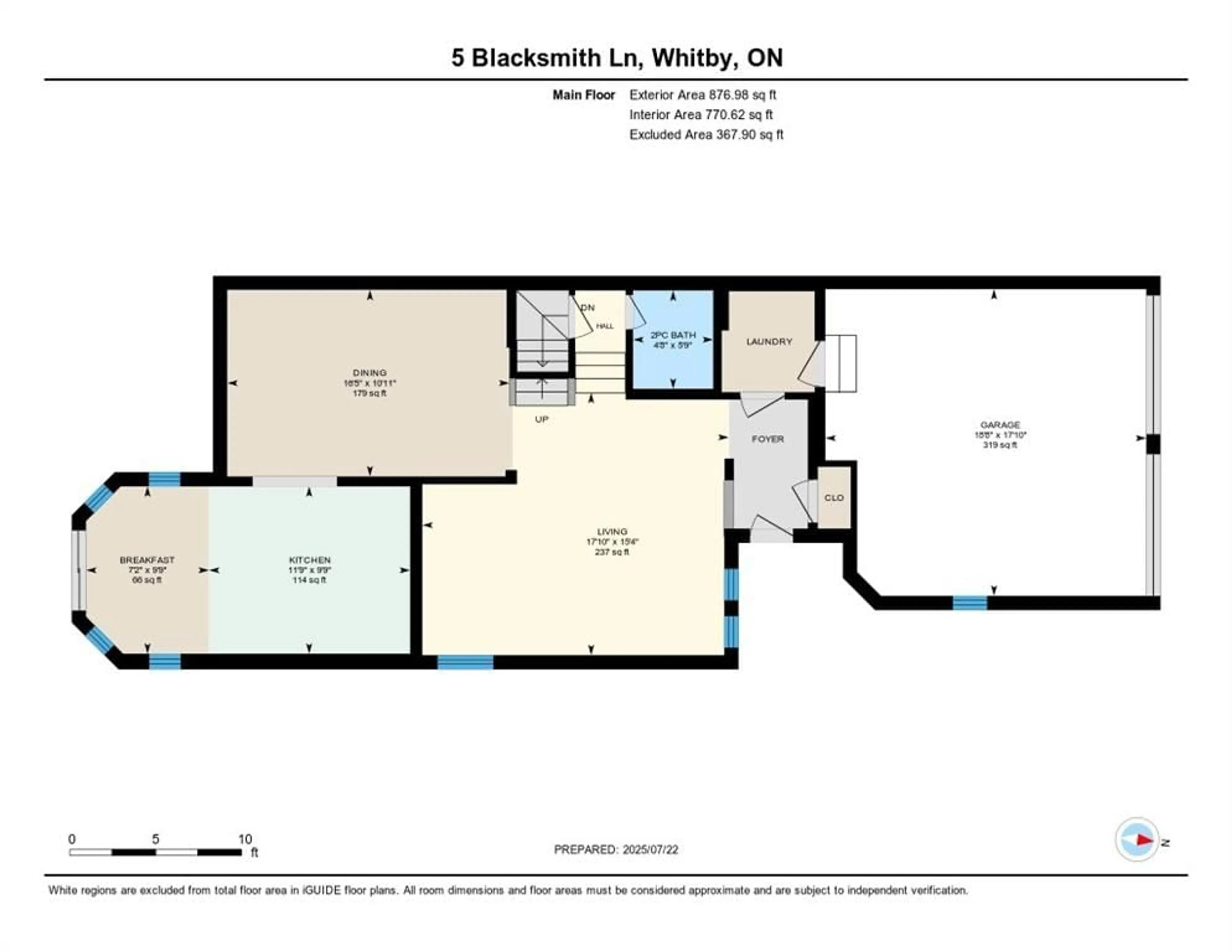 Floor plan for 5 Blacksmith Lane, Whitby Ontario L1P 1N2