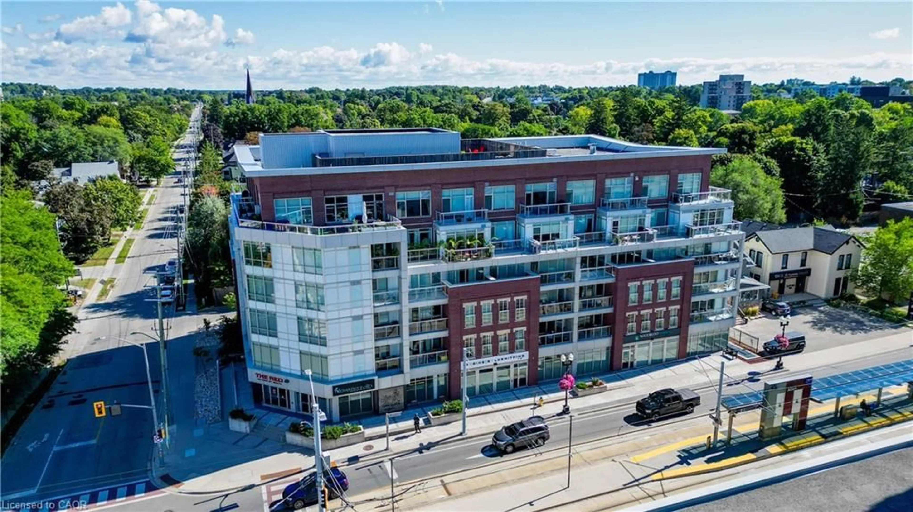 A pic from outside/outdoor area/front of a property/back of a property/a pic from drone, building for 188 King St #402, Waterloo Ontario N2J 0C6