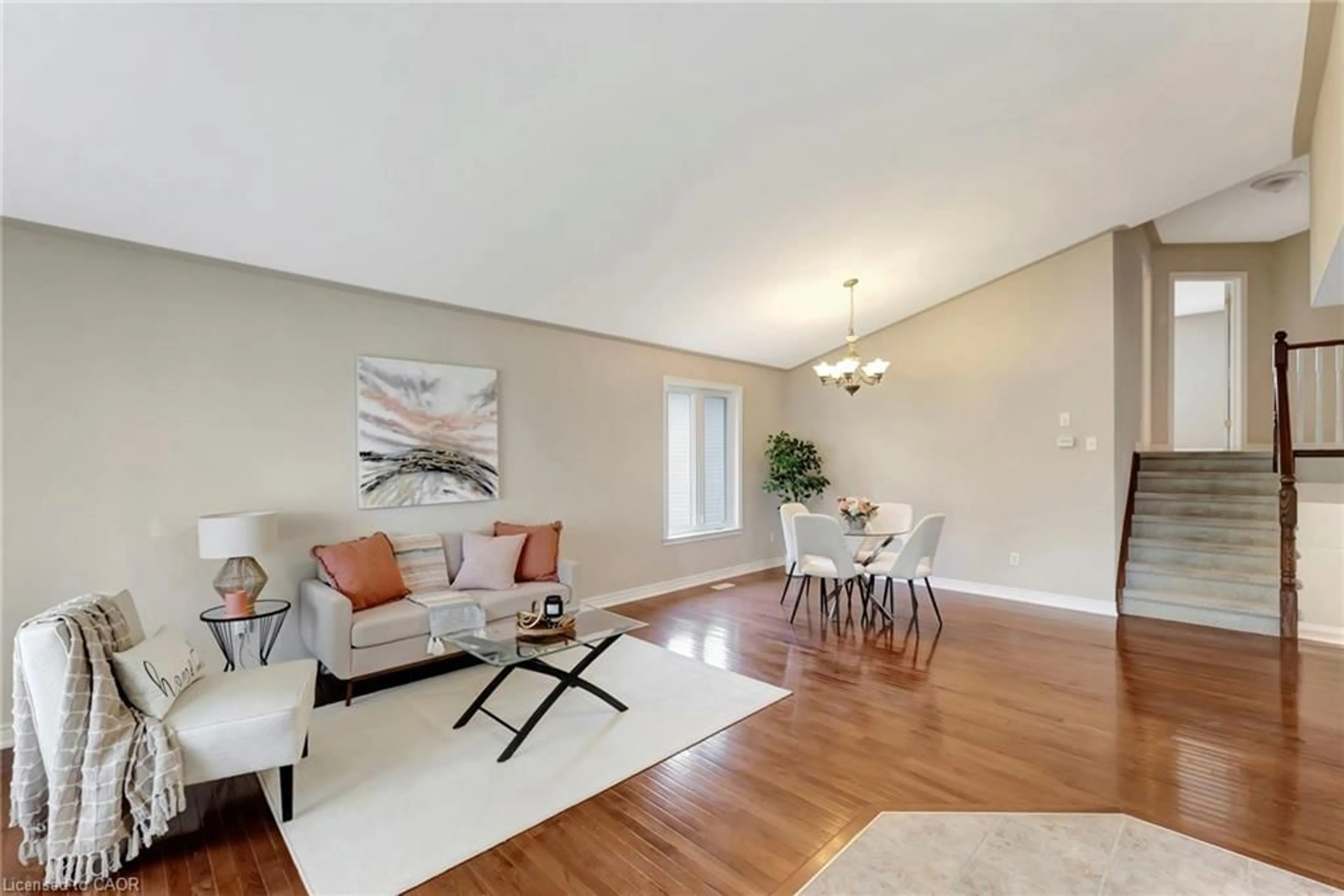 Living room with furniture, wood/laminate floor for 25 Mapleview Dr, Hagersville Ontario N0A 1H0
