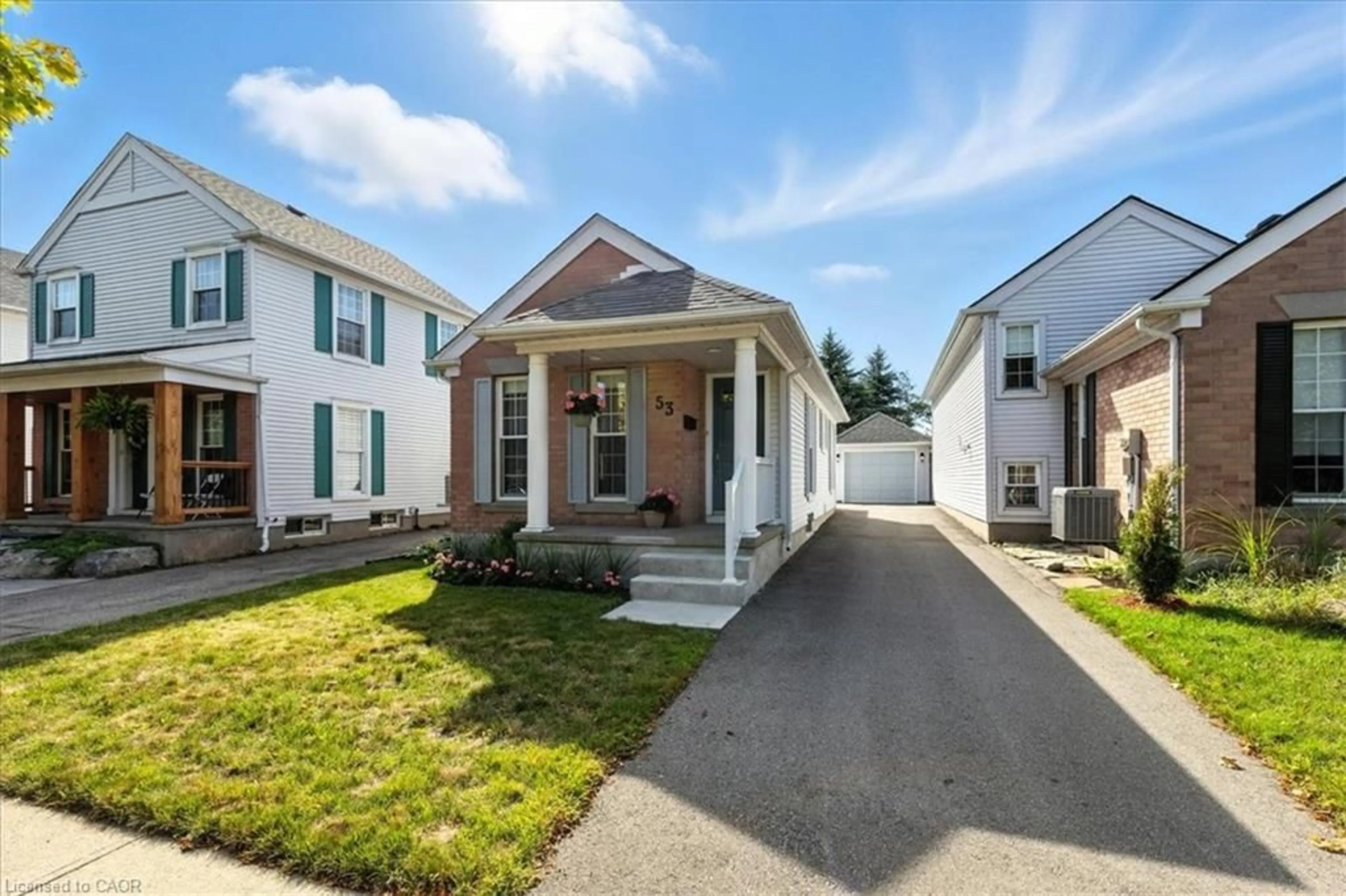 Home with vinyl exterior material, street for 53 Wake Robin Dr, Kitchener Ontario N2E 3L4