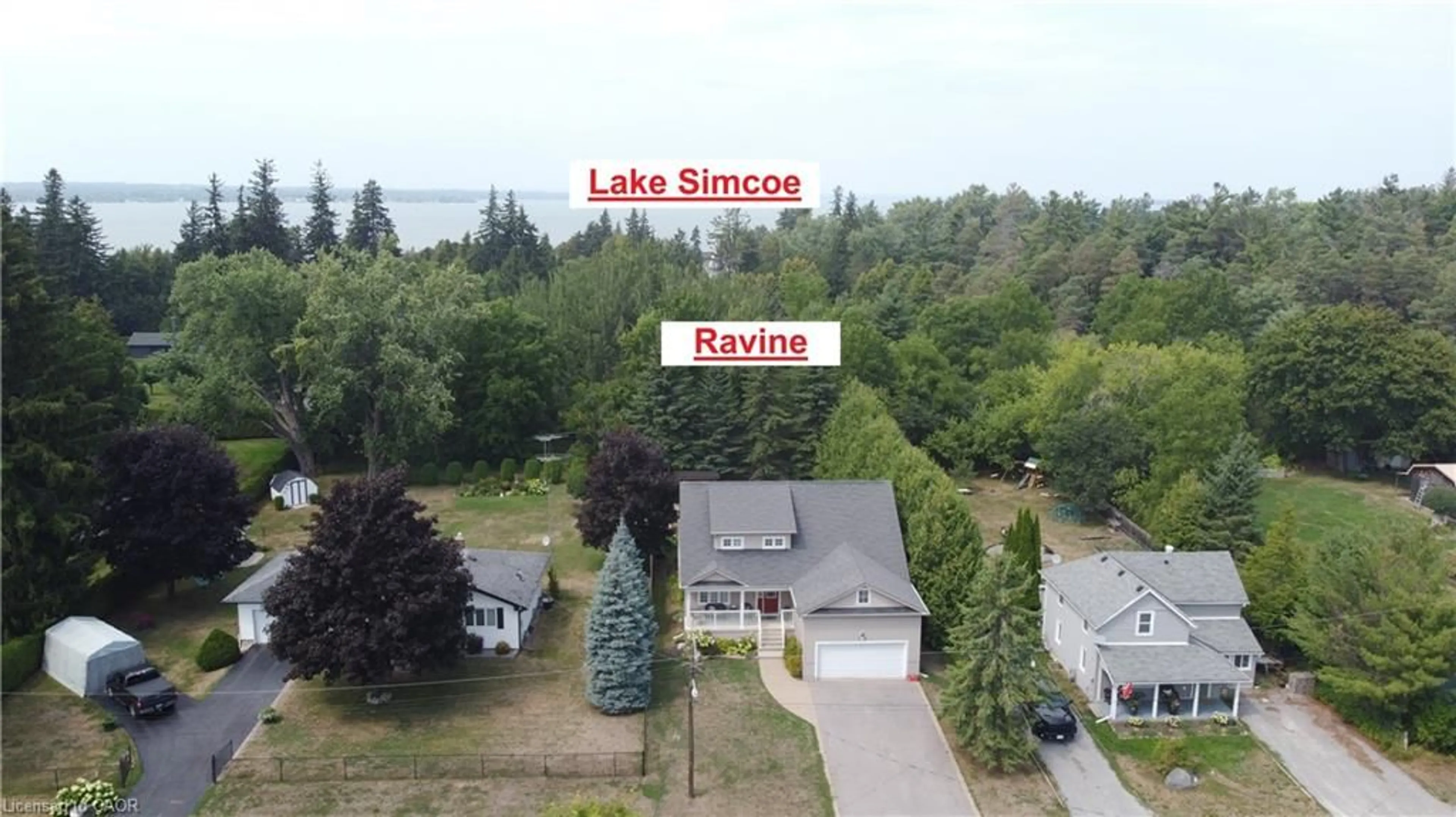 A pic from outside/outdoor area/front of a property/back of a property/a pic from drone, water/lake/river/ocean view for 396 Curley St, Keswick Ontario L4P 3C8