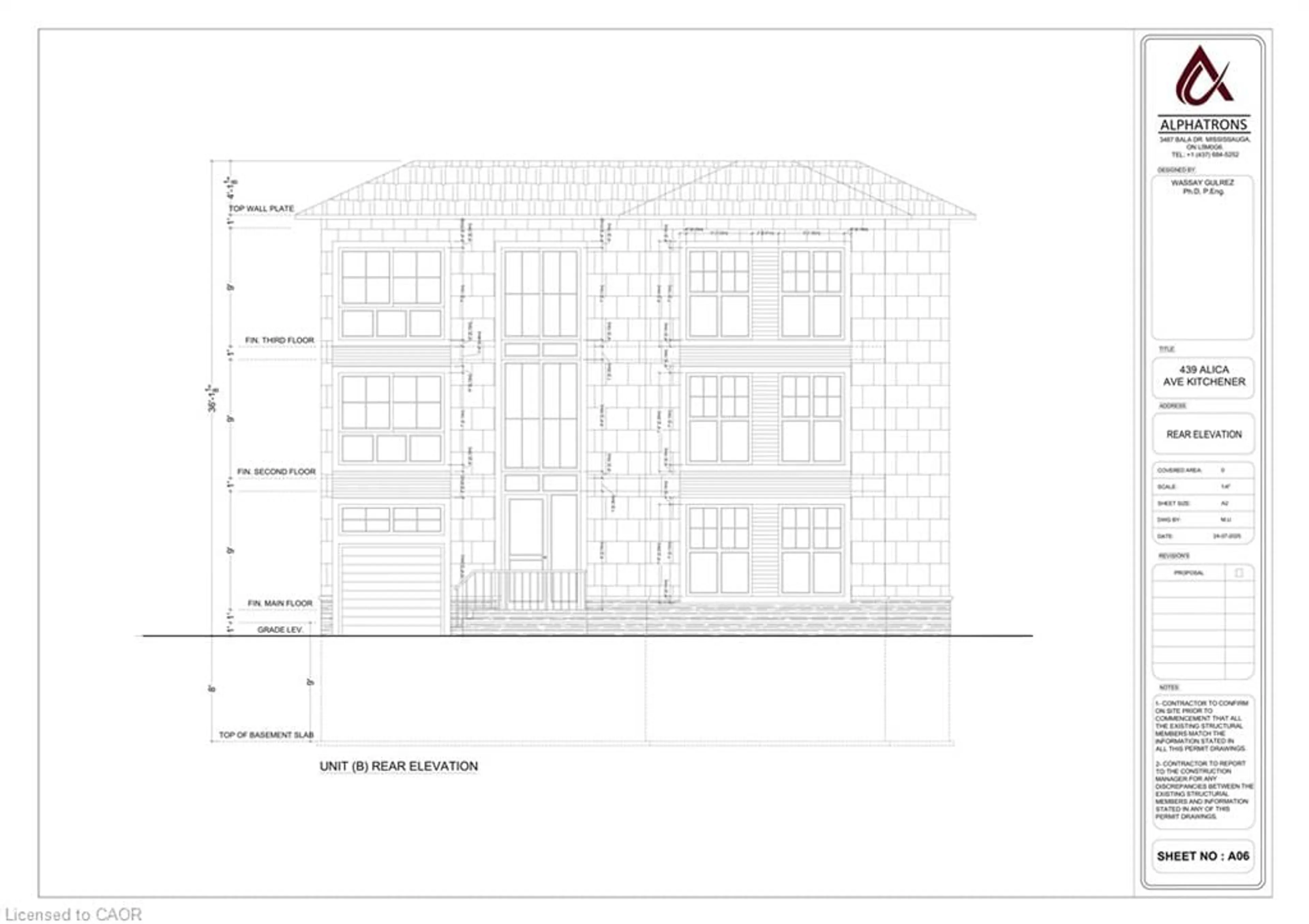 Floor plan for 439 Alice Ave, Kitchener Ontario N2M 2A3