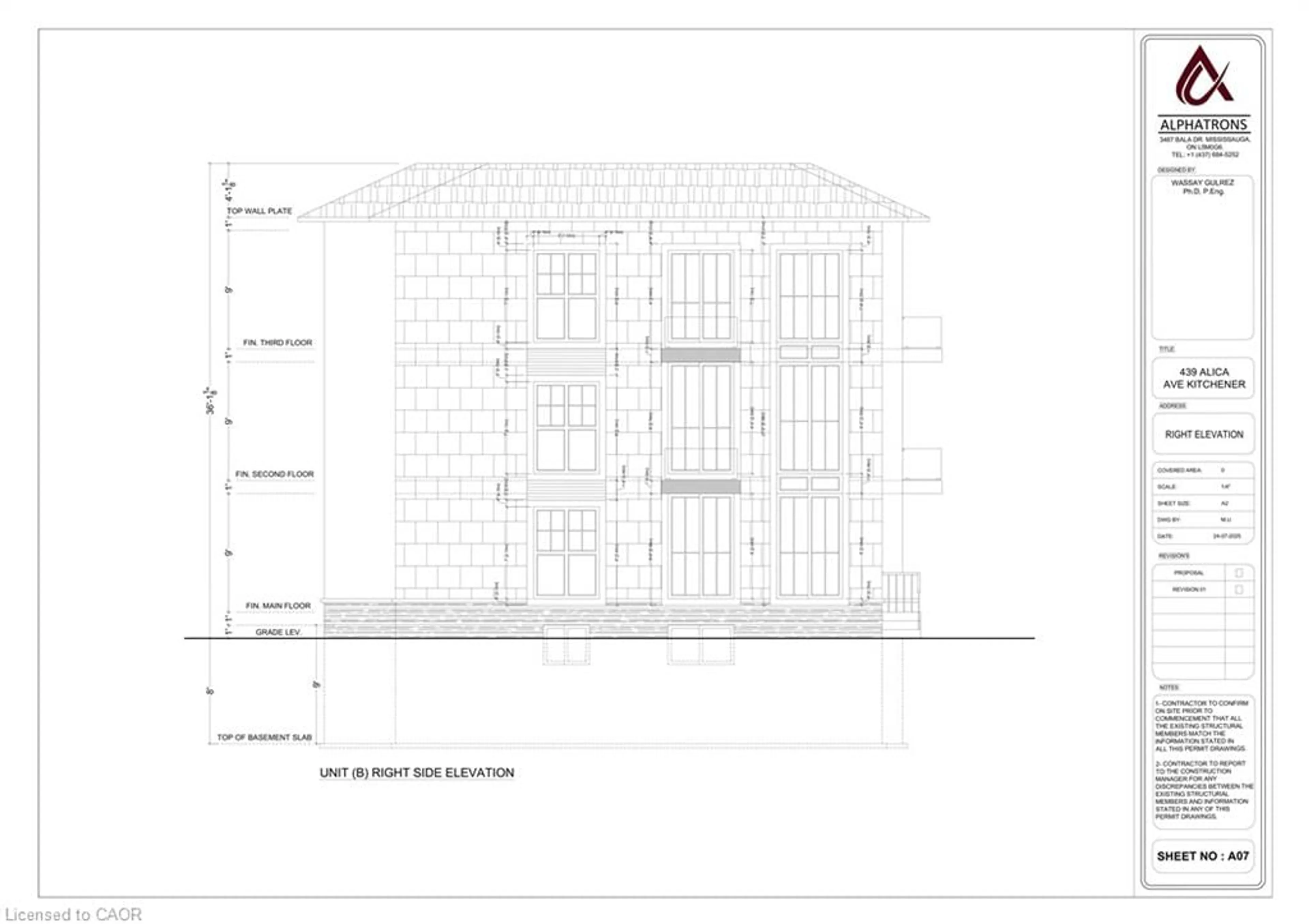 Floor plan for 439 Alice Ave, Kitchener Ontario N2M 2A3
