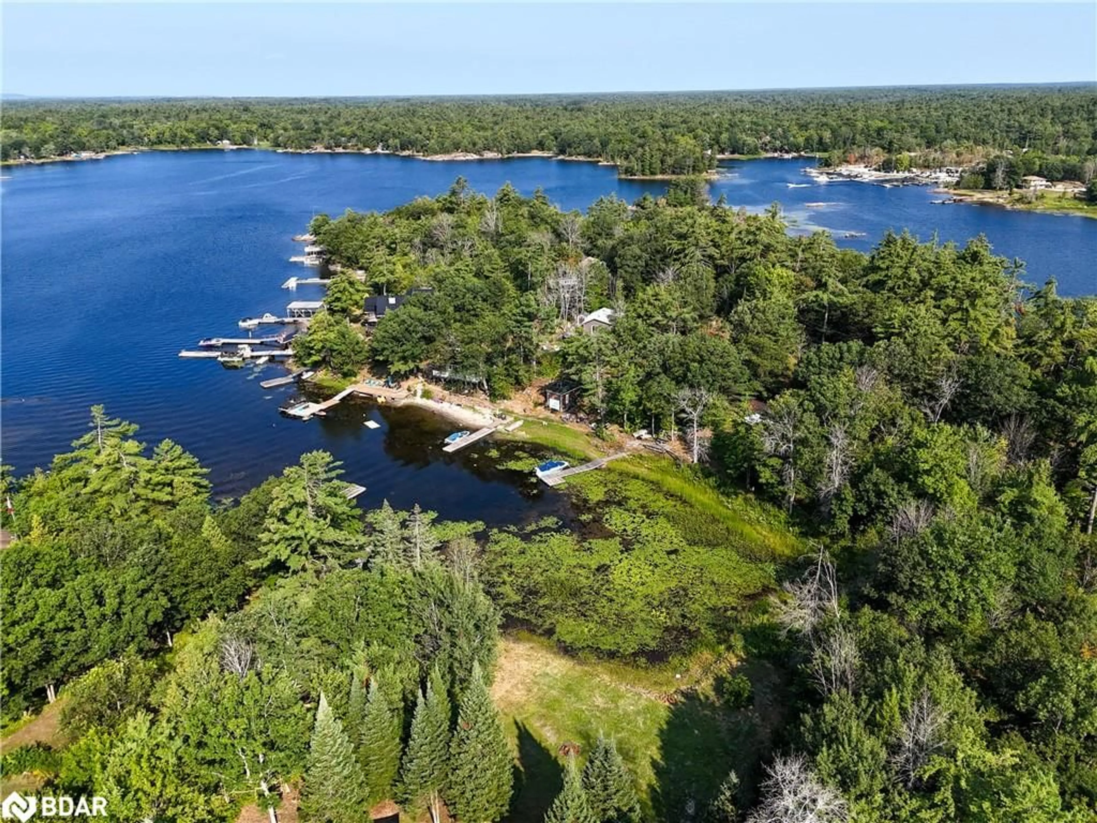 A pic from outside/outdoor area/front of a property/back of a property/a pic from drone, water/lake/river/ocean view for 30 Birch Acres Dr, Port Severn Ontario L0K 1S0