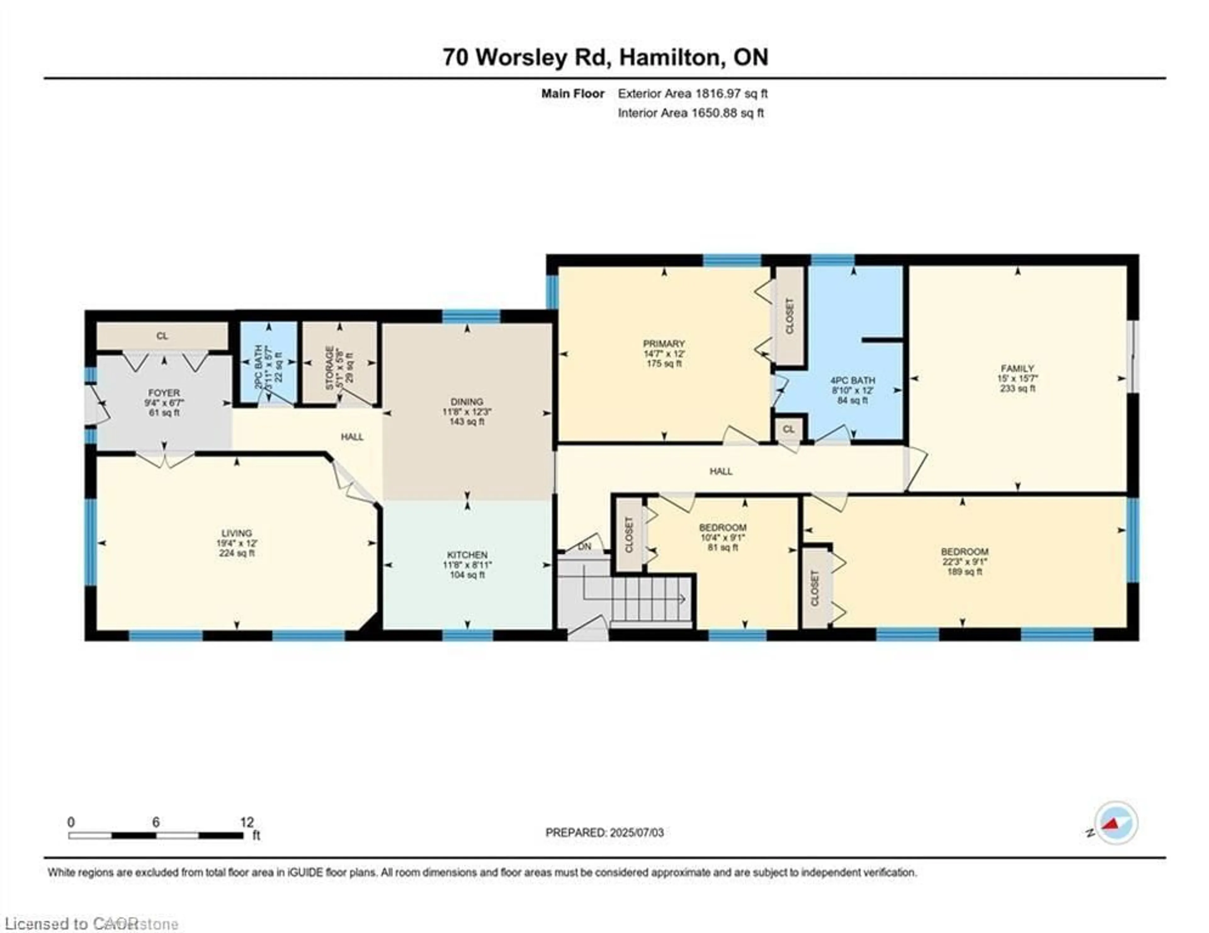 Floor plan for 70 Worsley Rd, Stoney Creek Ontario L8E 2G3