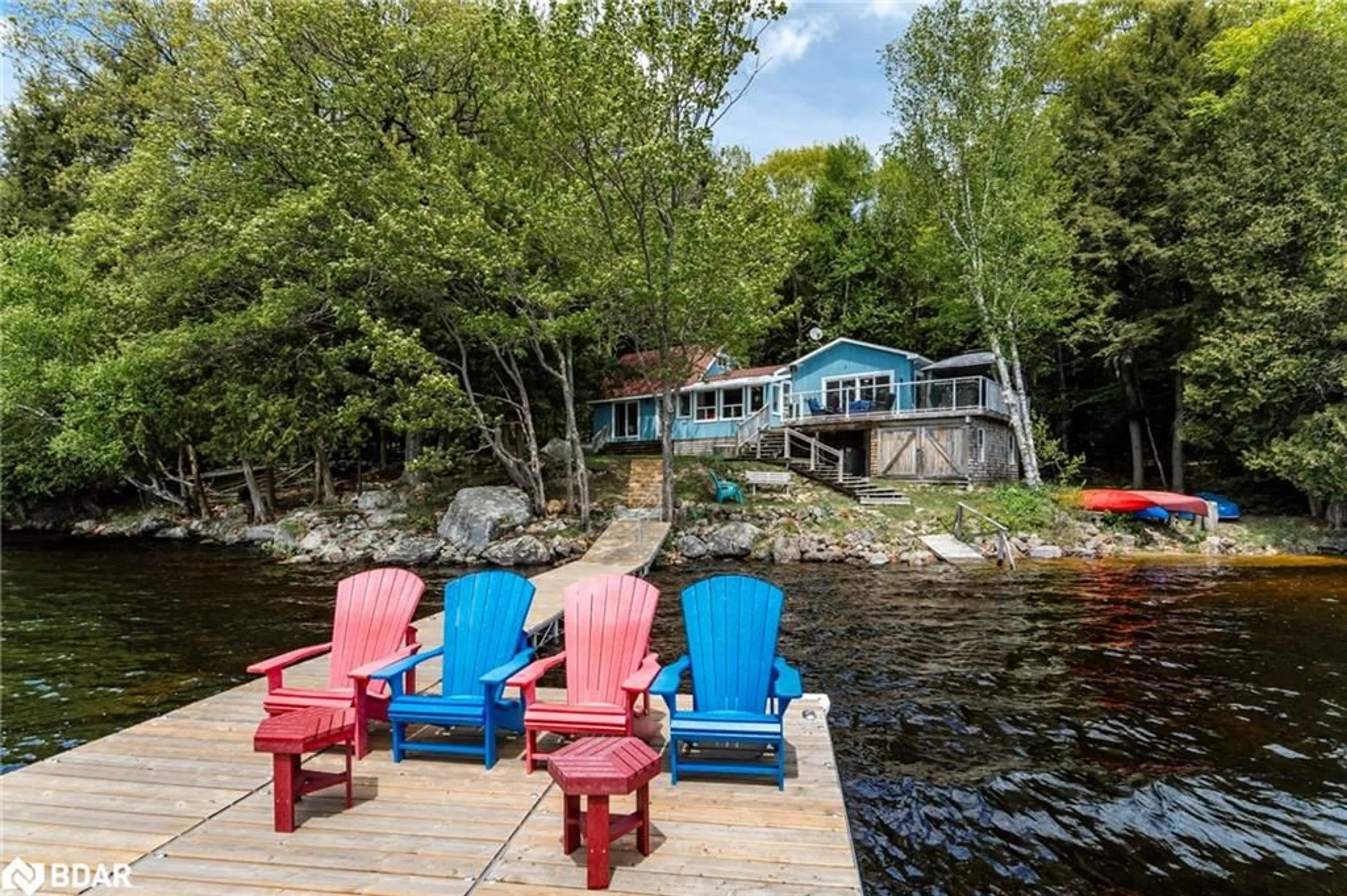 Patio, water/lake/river/ocean view for 37 Menominee Lake Rd, Huntsville Ontario P0A 1A0