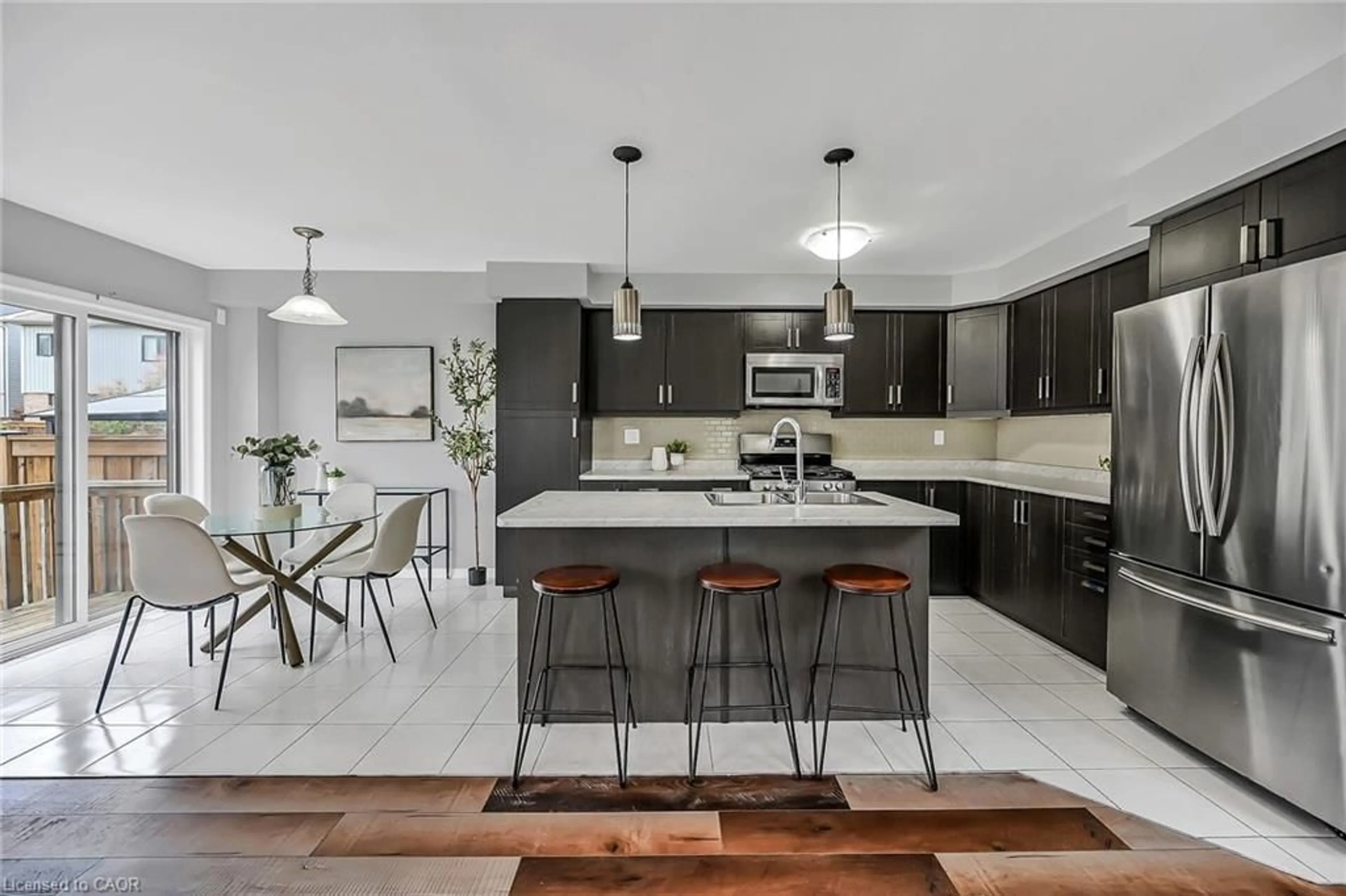Open concept kitchen, ceramic/tile floor for 143 Thompson Rd, Caledonia Ontario N3W 0C1