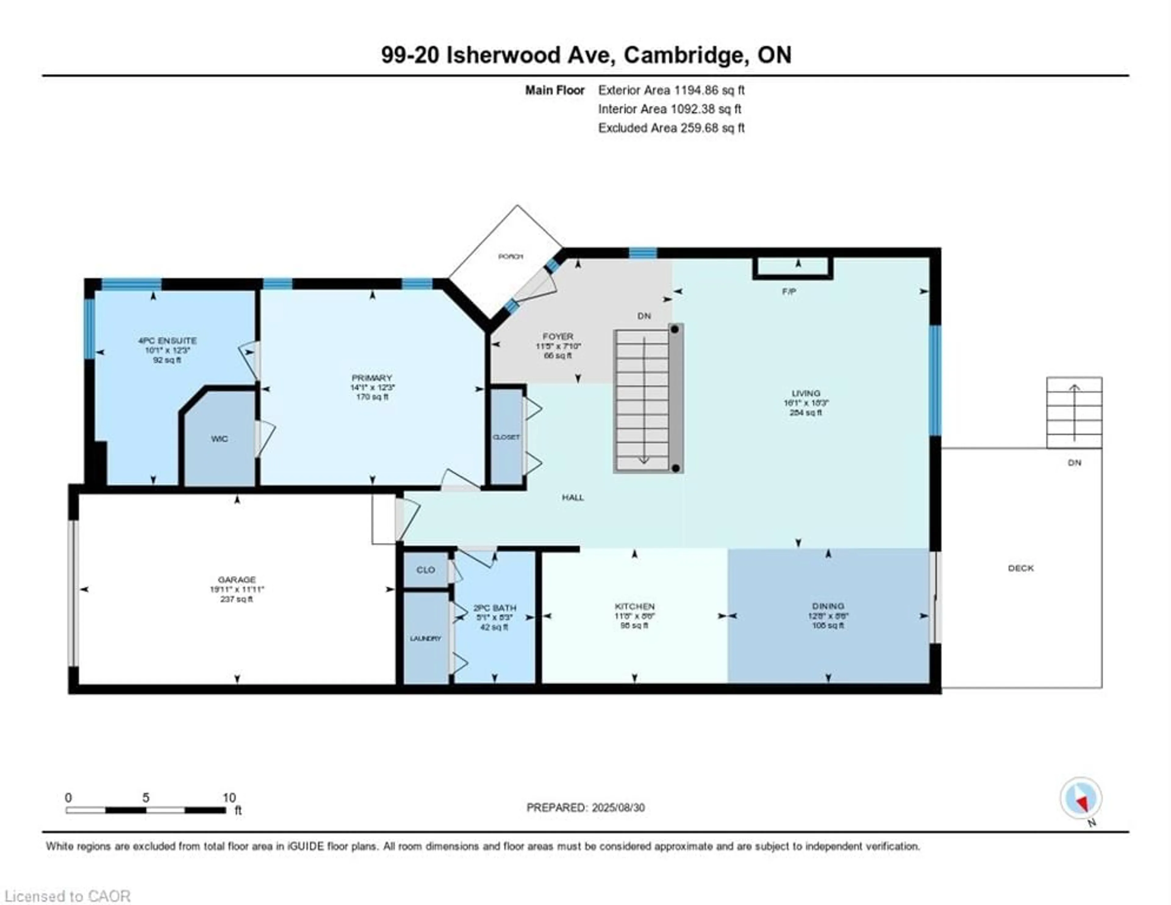 Floor plan for 20 Isherwood Ave #99, Cambridge Ontario N1R 8P9