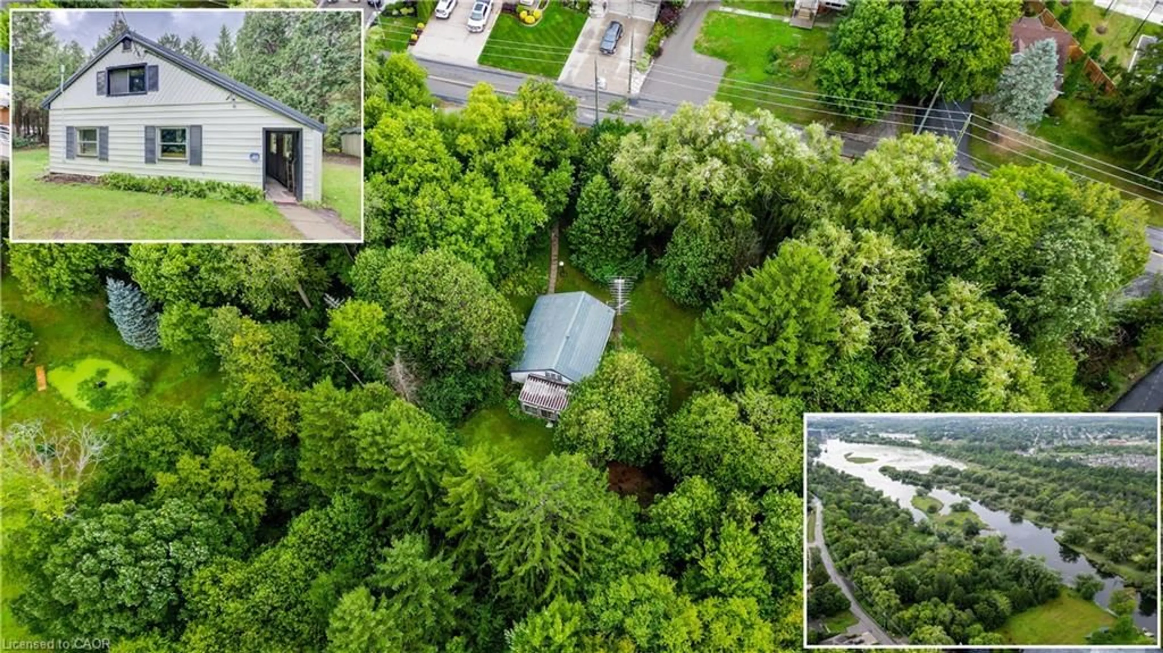 A pic from outside/outdoor area/front of a property/back of a property/a pic from drone, forest/trees view for 377 River Rd, Cambridge Ontario N3C 2B8