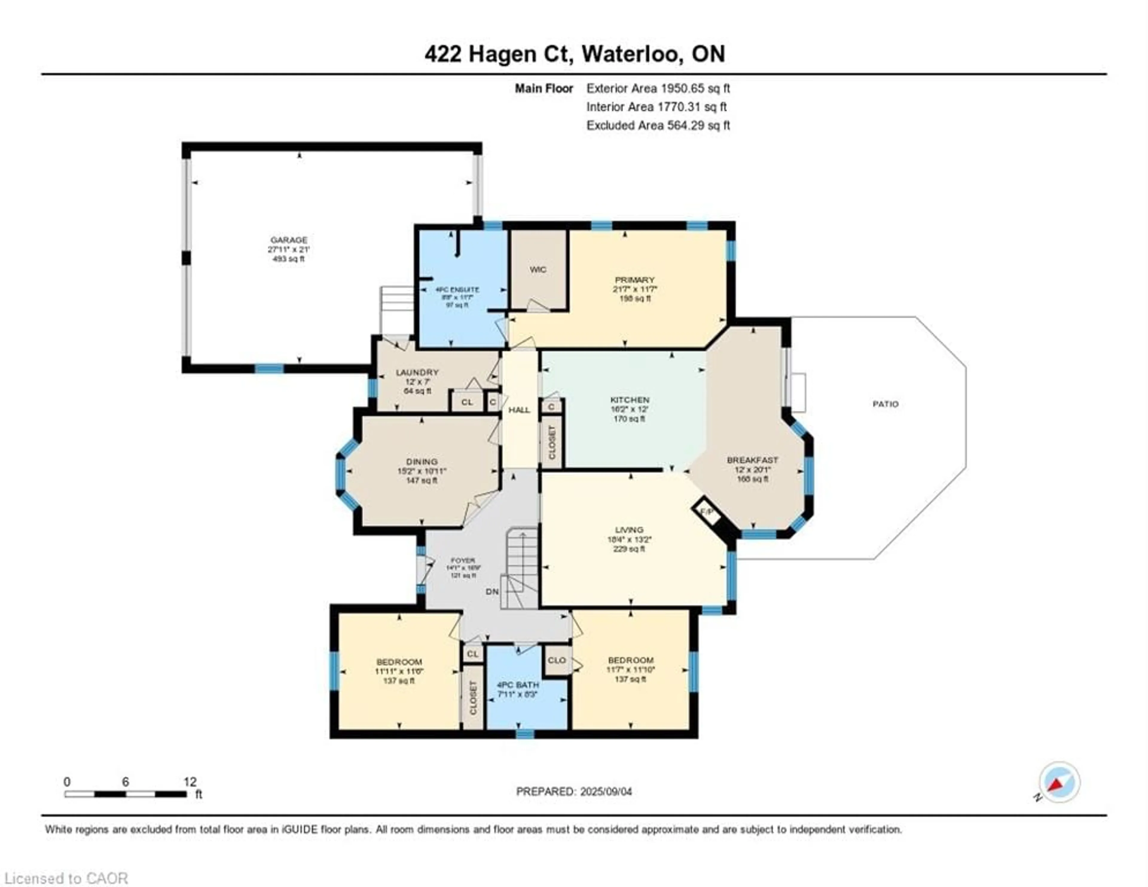 Floor plan for 422 Hagen Crt, Waterloo Ontario N2K 4A8