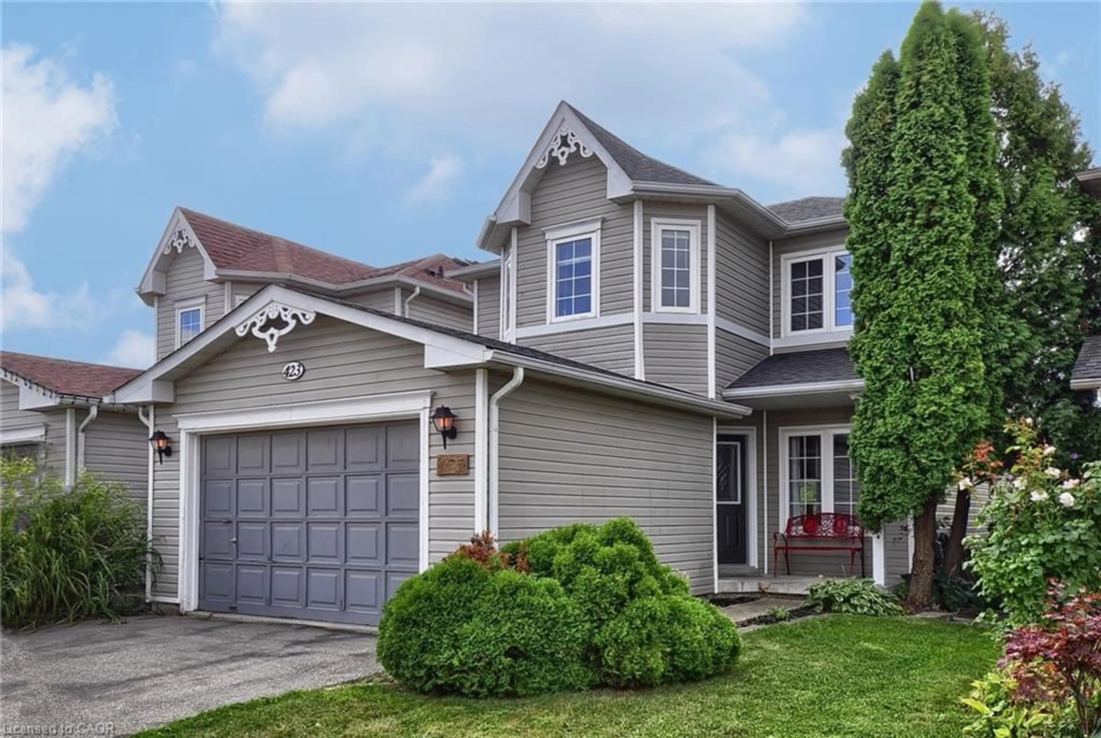 Home with vinyl exterior material, street for 423 Langlaw Dr, Cambridge Ontario N1P 1H3