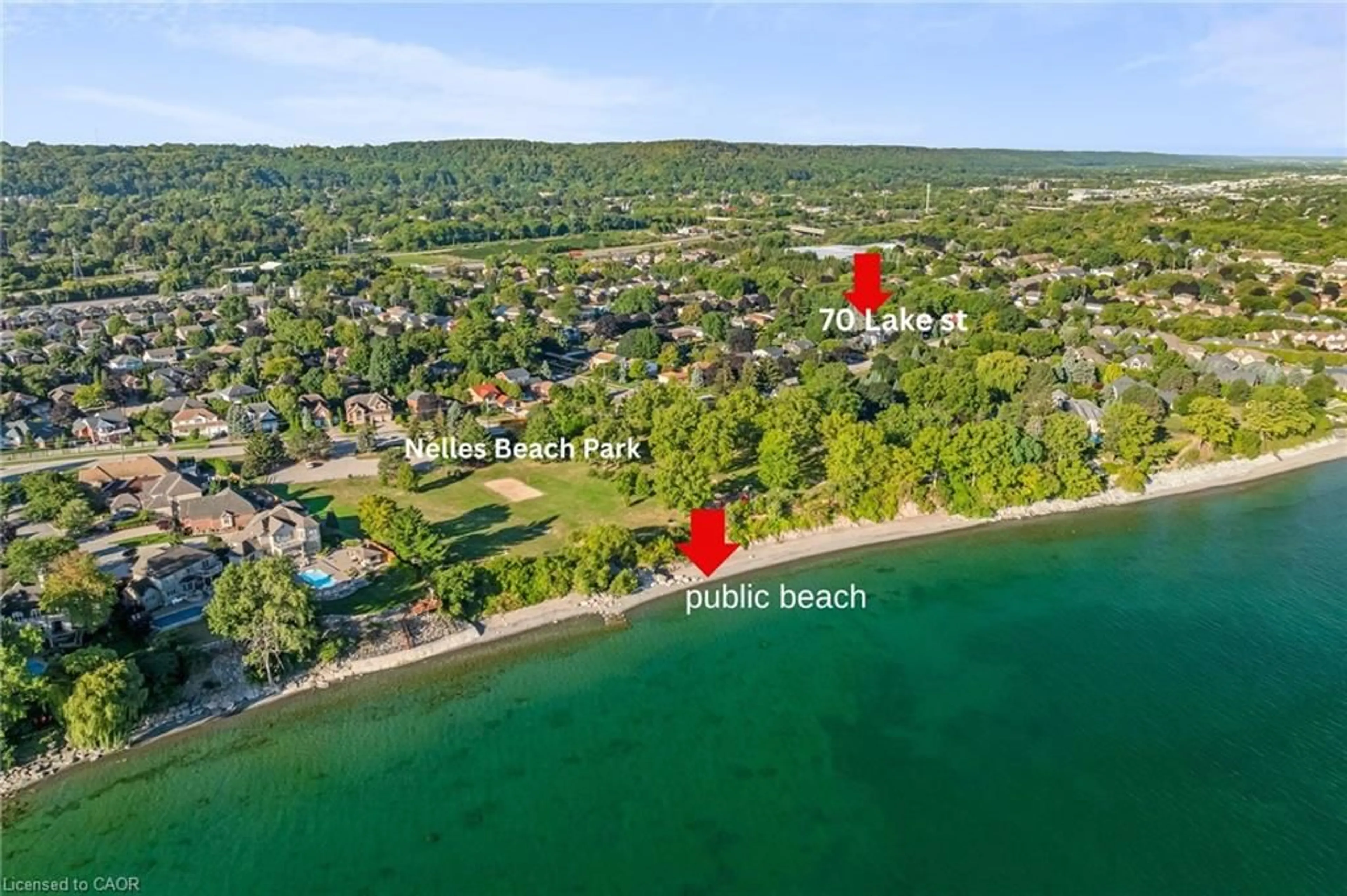 A pic from outside/outdoor area/front of a property/back of a property/a pic from drone, water/lake/river/ocean view for 70 Lake St, Grimsby Ontario L3M 2G7