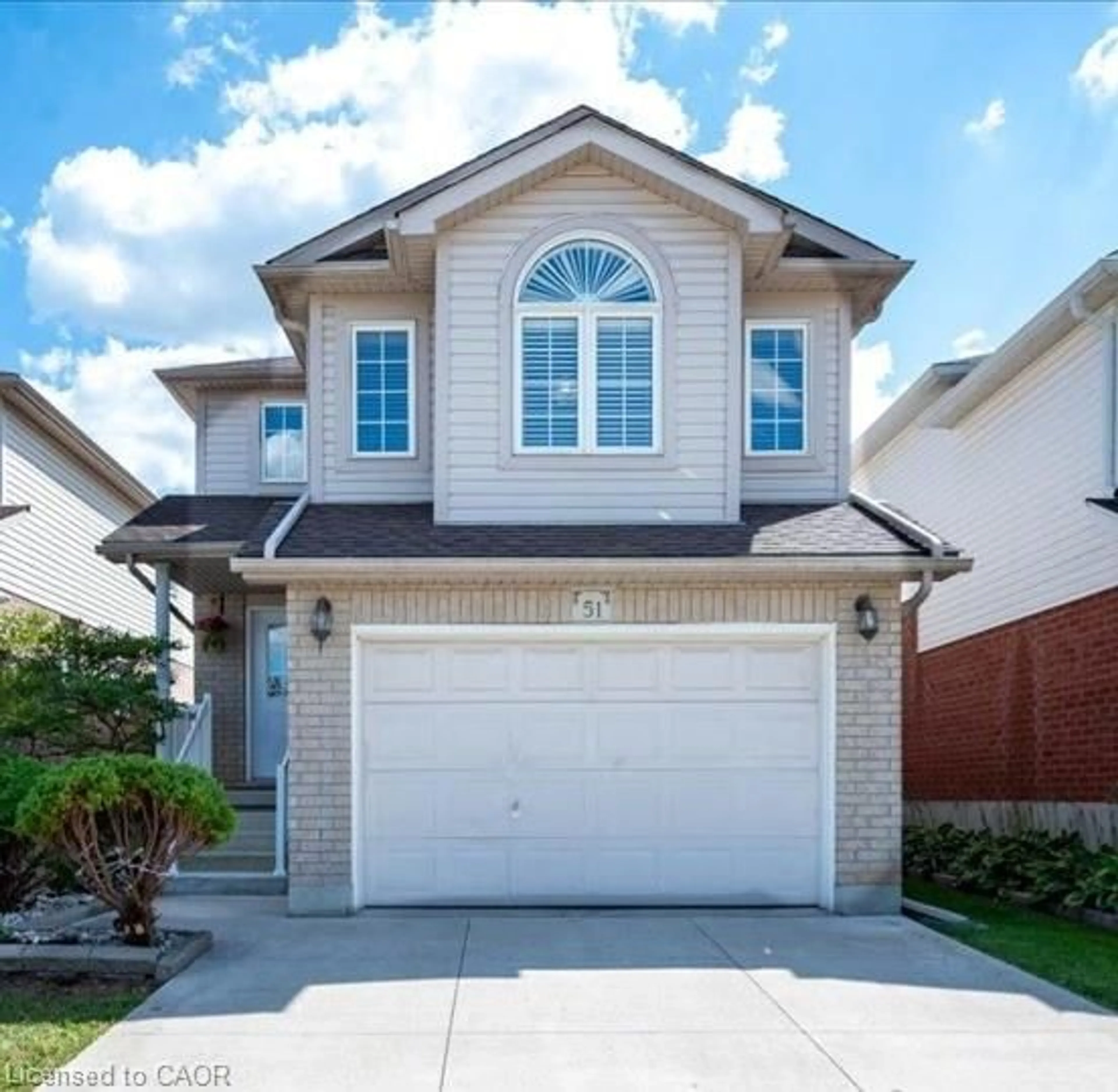 Home with vinyl exterior material, street for 51 Peach Blossom Cres, Kitchener Ontario N2E 3Z7