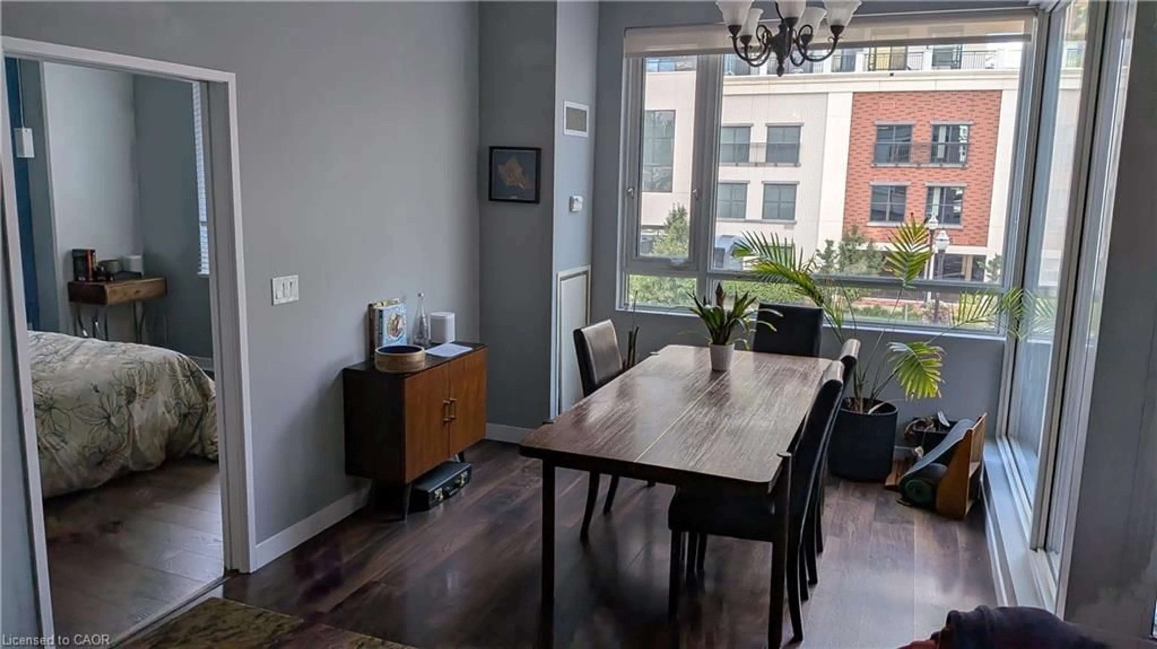 Dining room, wood/laminate floor for 191 King St #213, Waterloo Ontario N2J 1R1