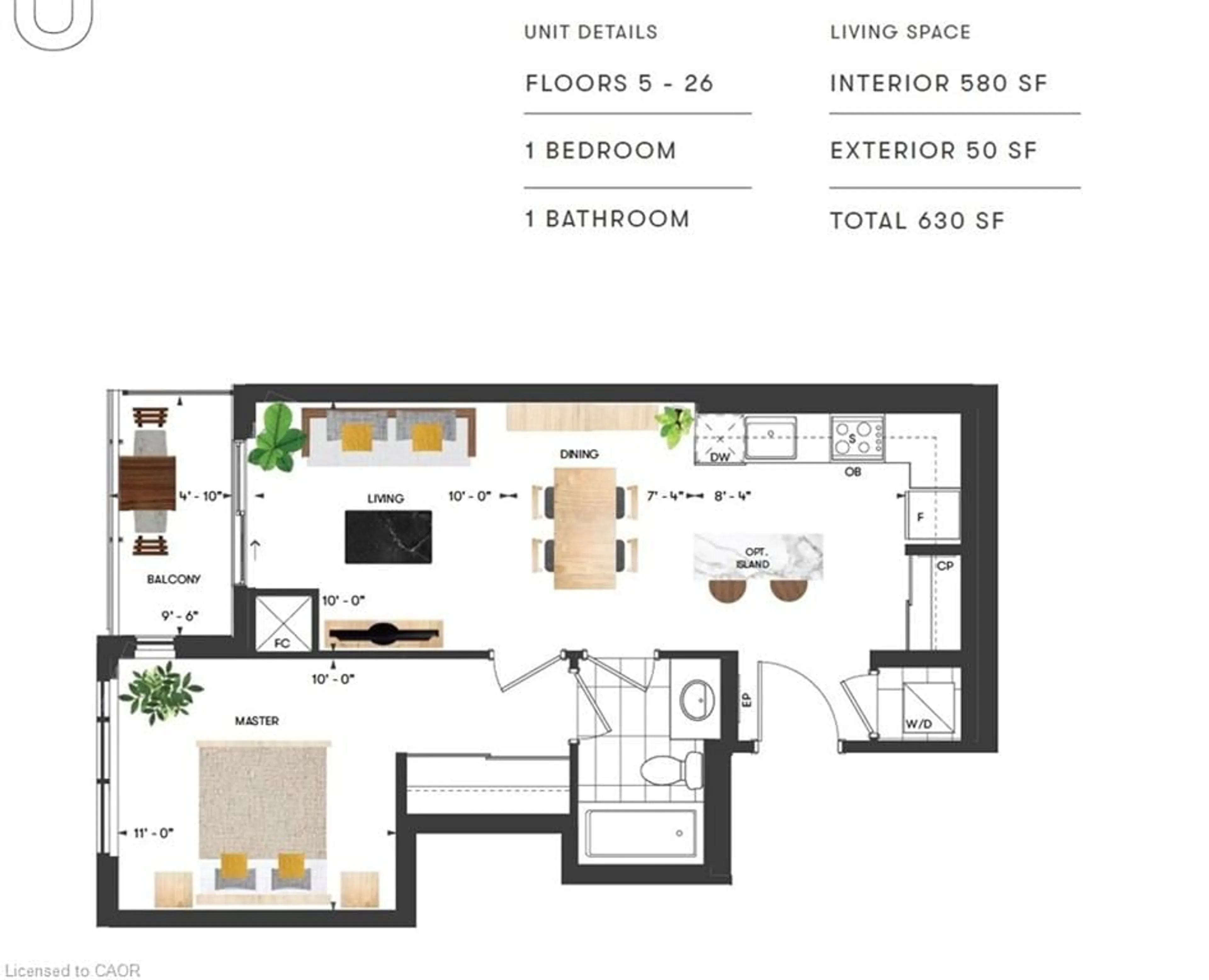 Floor plan for 15 Wellington St #907, Kitchener Ontario N2G 0E4