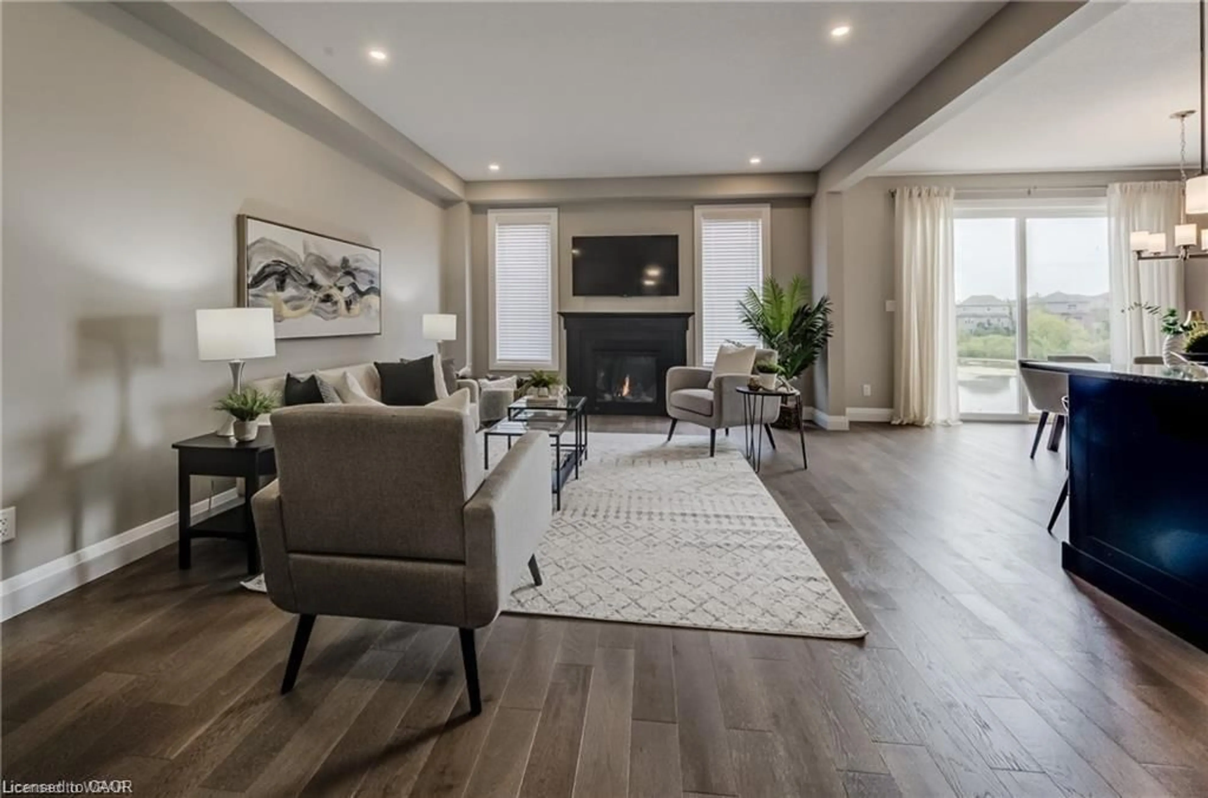 Living room with furniture, wood/laminate floor for 435 Westhaven St, Waterloo Ontario N2T 0A4