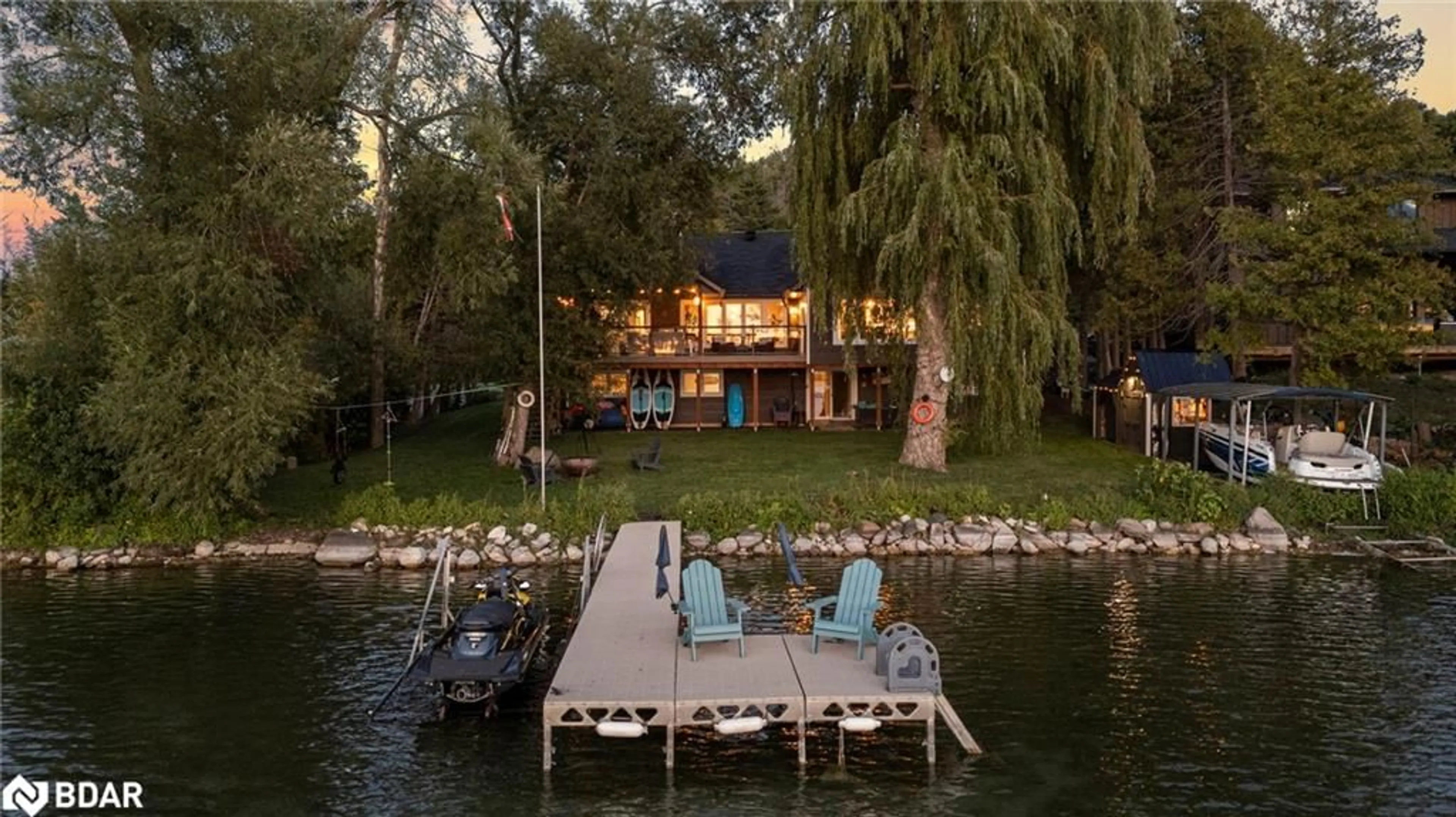 Patio, water/lake/river/ocean view for 241 Eight Mile Pt, Oro-Medonte Ontario L3V 6H1