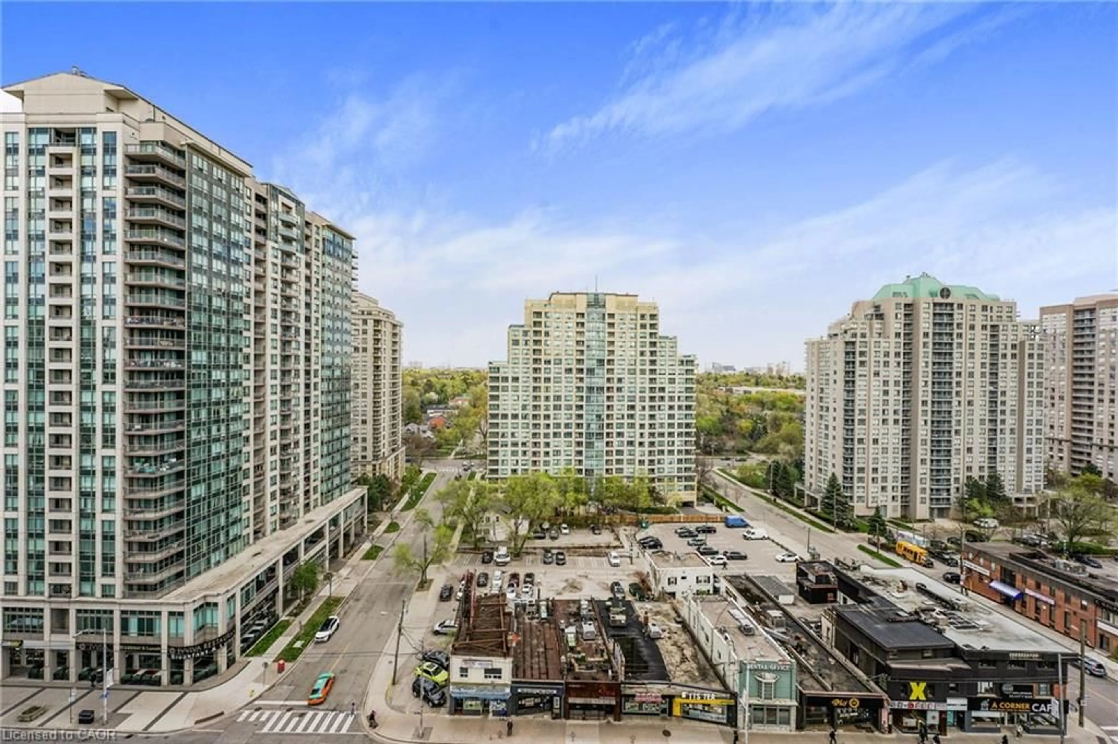 Patio, city buildings view from balcony for 5180 Yonge St #1006, Toronto Ontario M2N 5P6