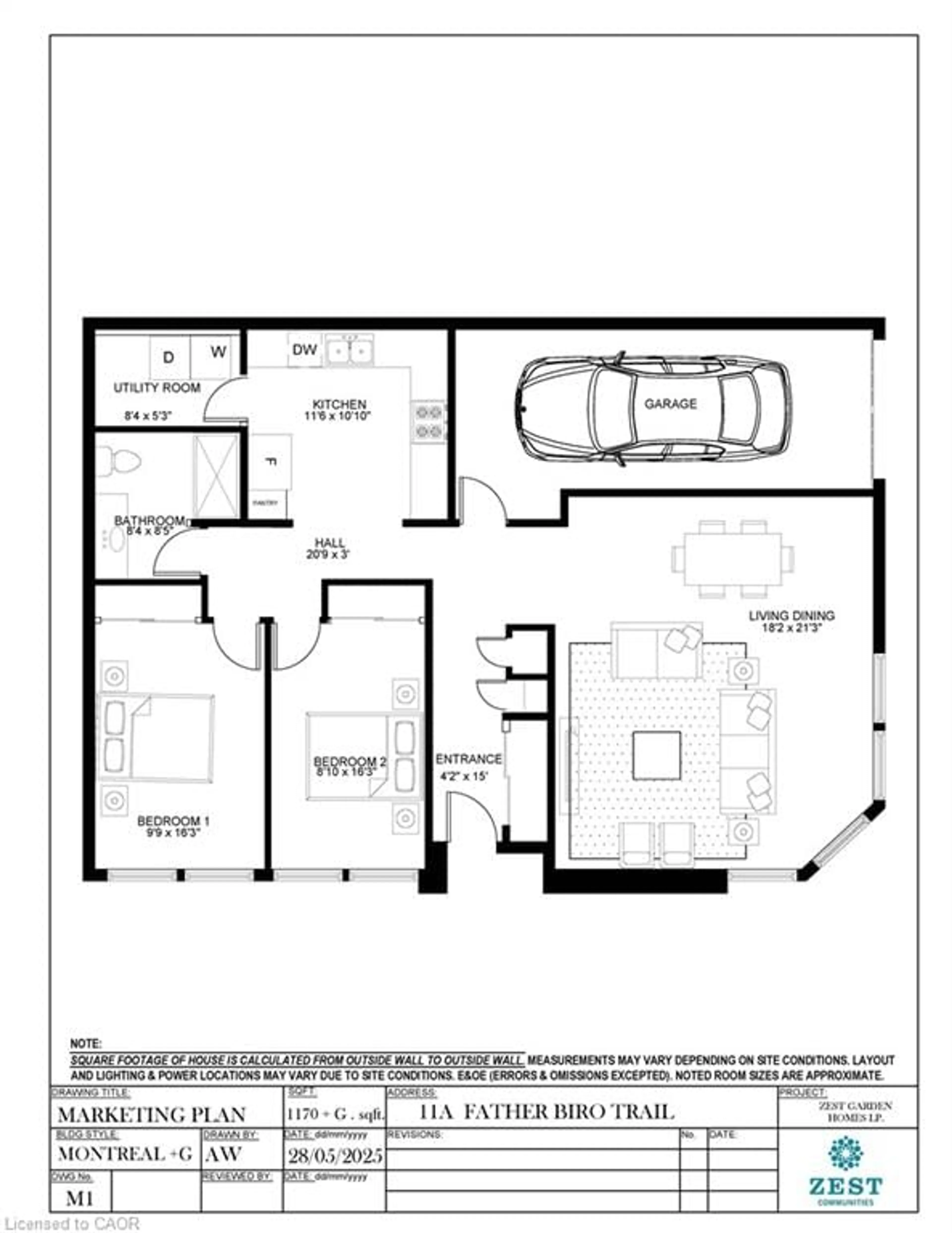 Floor plan for 11A Father Biro Trail, Hamilton Ontario L9B 1T8