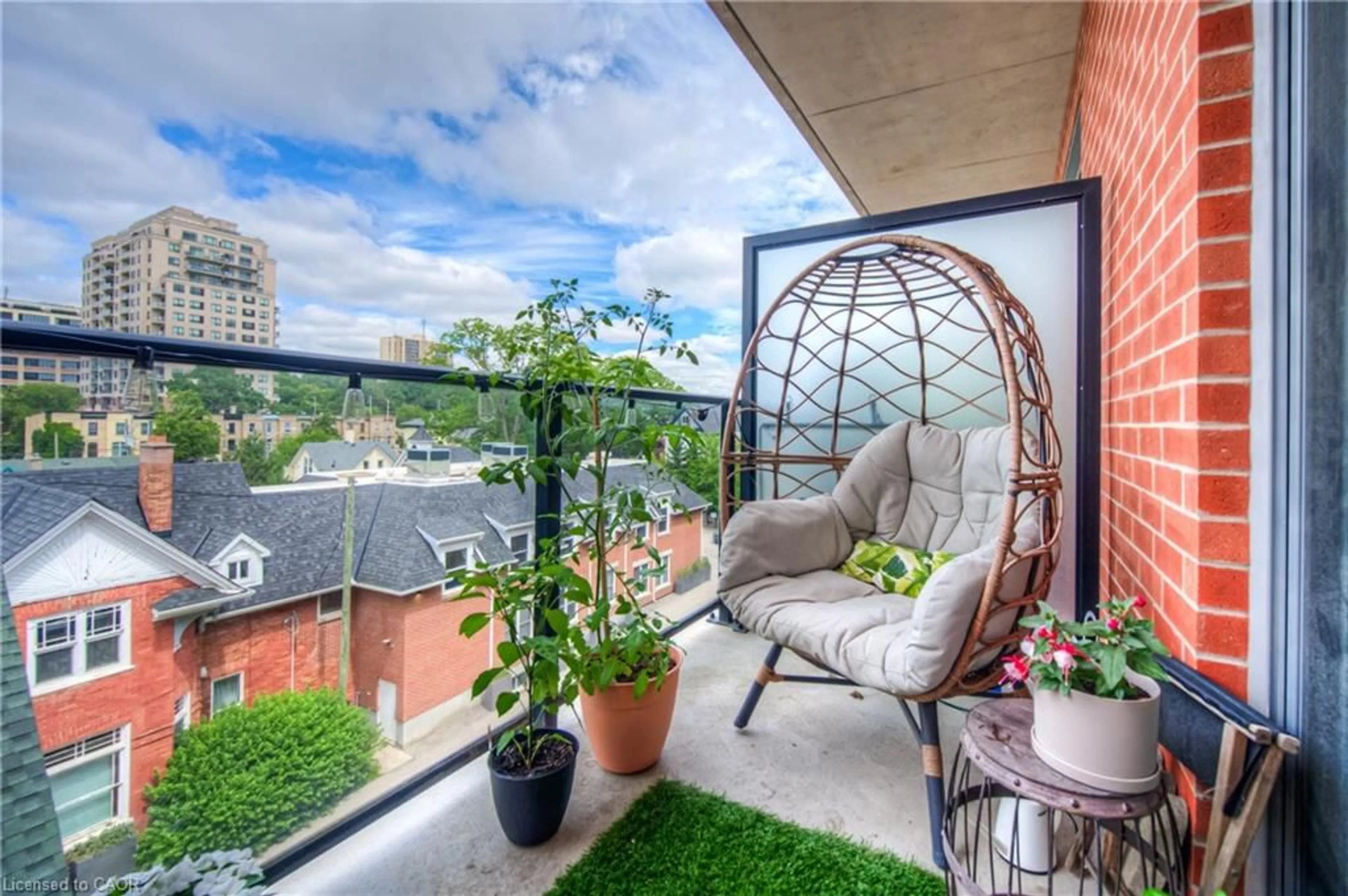 Balcony in the apartment, city buildings view from balcony for 399 Queen St #418, Kitchener Ontario N2G 0C4
