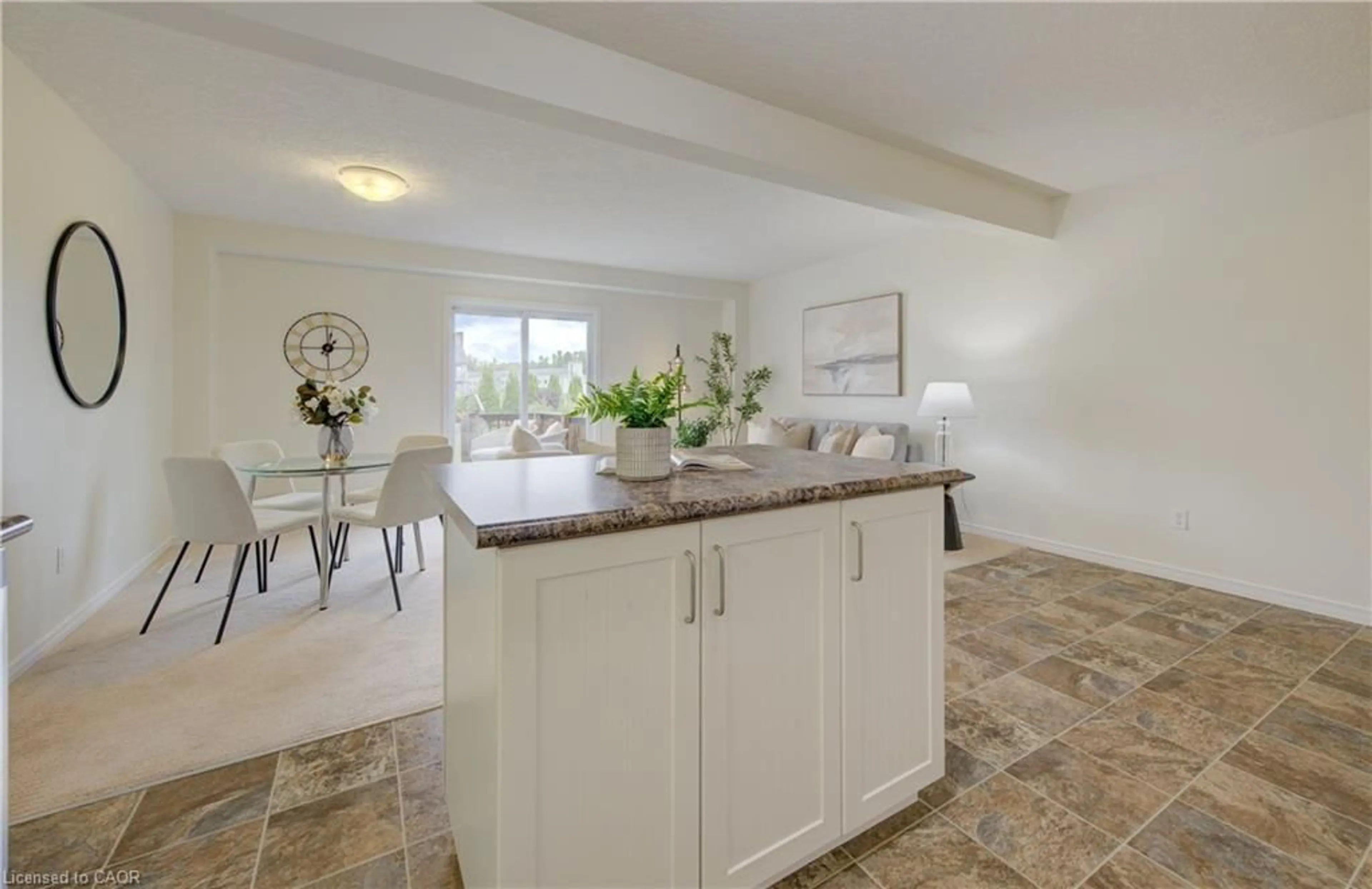 Open concept kitchen, ceramic/tile floor for 355 Fisher Mills Rd #65, Cambridge Ontario N3C 4N5