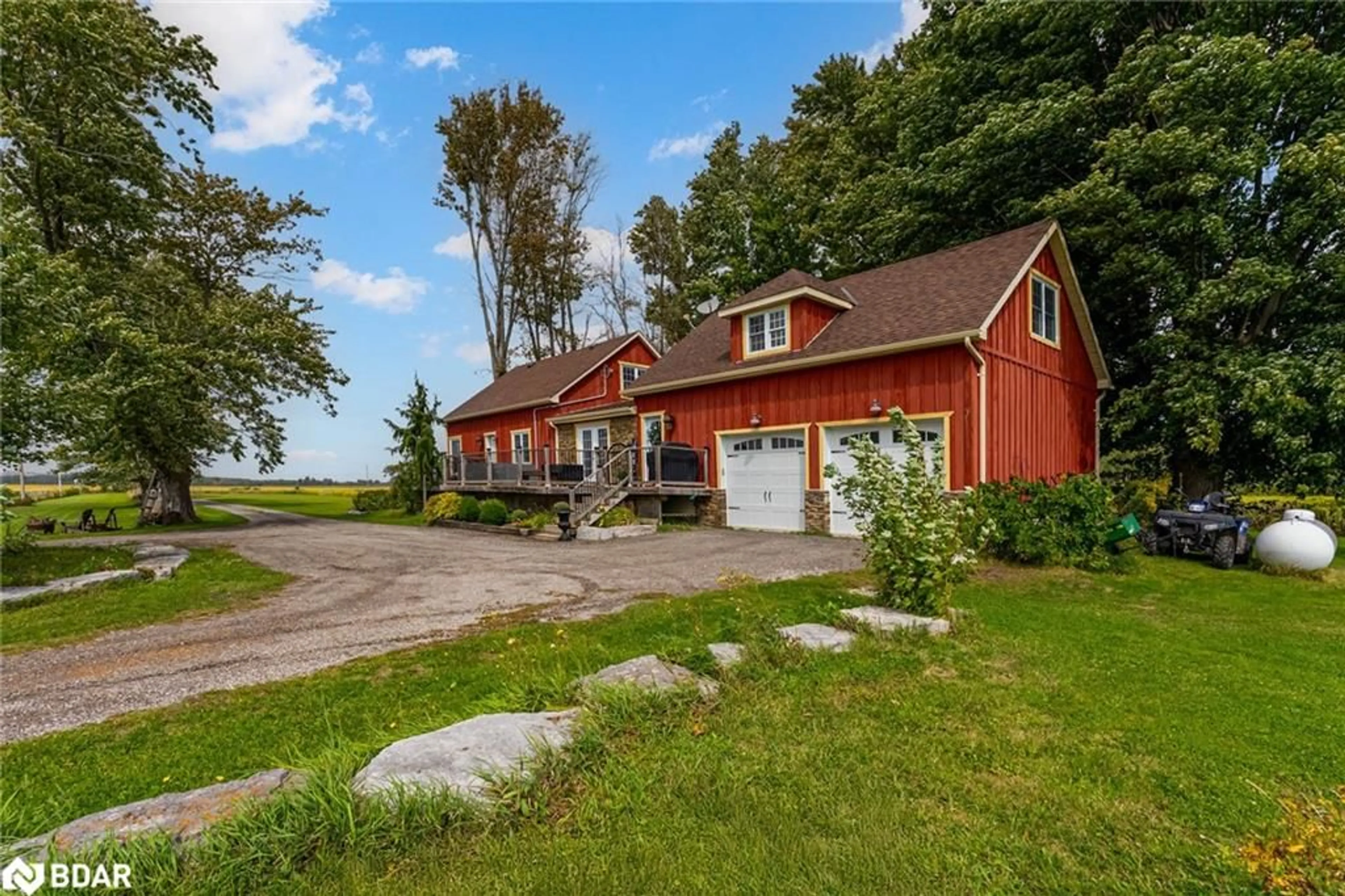 A pic from outside/outdoor area/front of a property/back of a property/a pic from drone, water/lake/river/ocean view for 5065 10th Line, Bond Head Ontario L0G 1A0