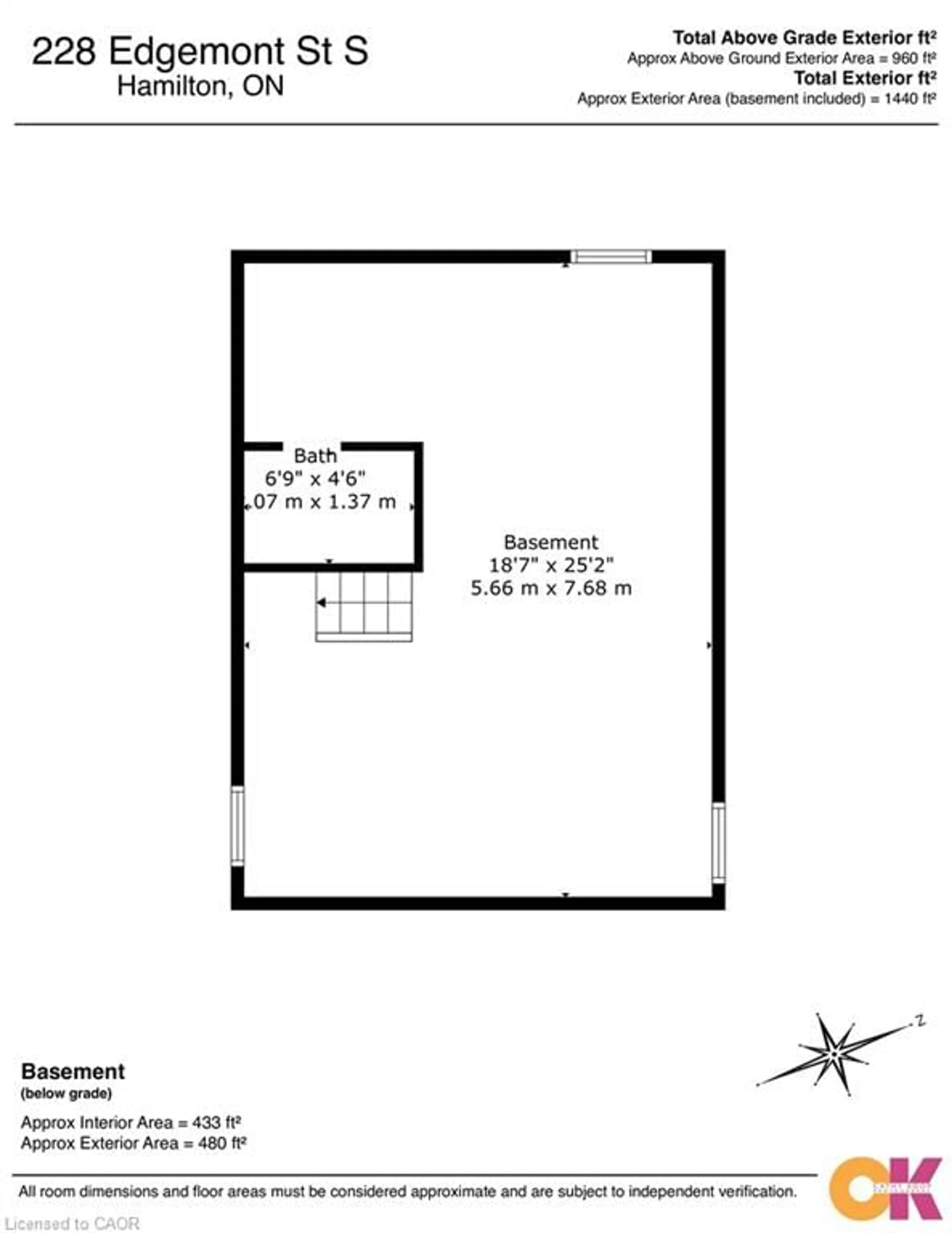 Floor plan for 228 Edgemont St, Hamilton Ontario L8K 2J2