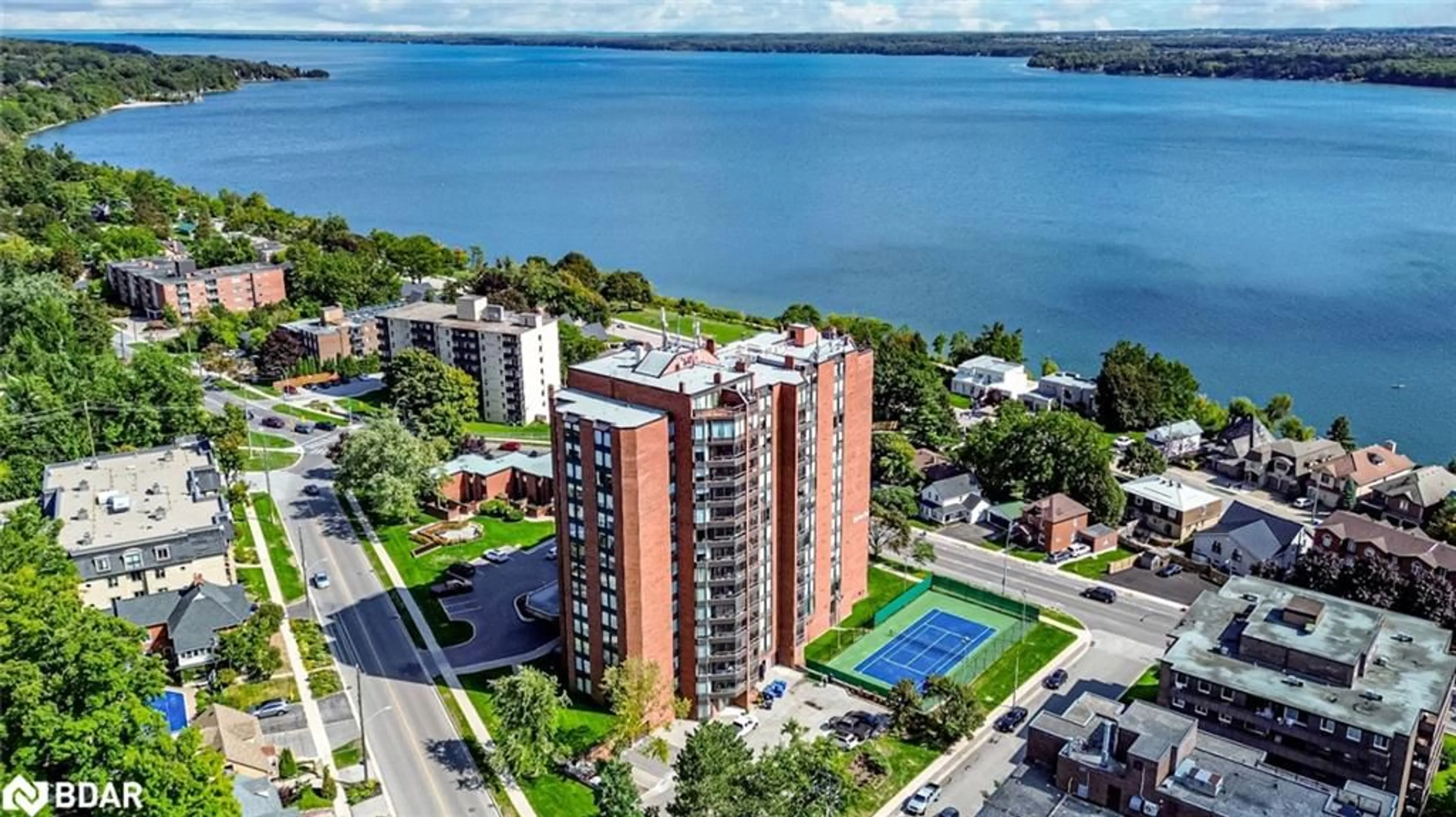 A pic from outside/outdoor area/front of a property/back of a property/a pic from drone, water/lake/river/ocean view for 181 Collier St #803, Barrie Ontario L4M 5L6