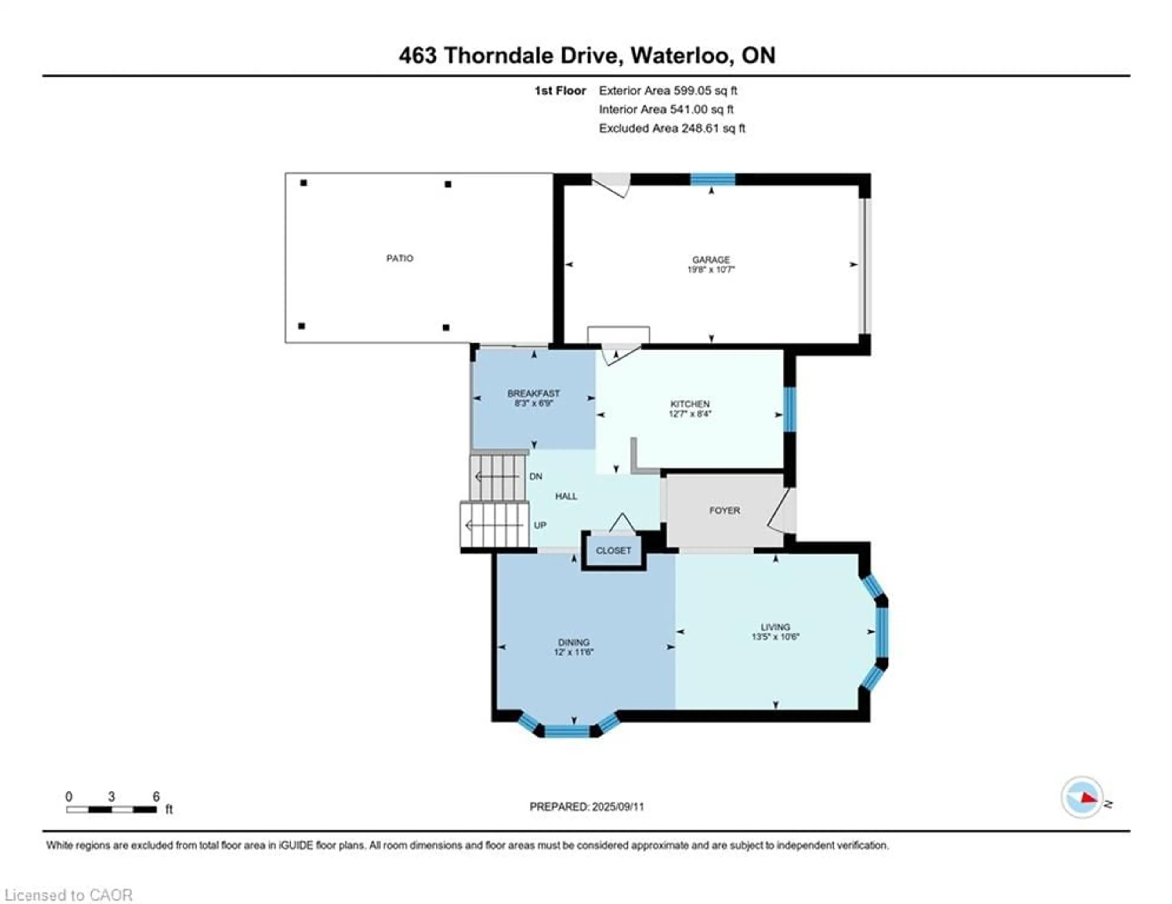 Floor plan for 463 Thorndale Dr, Waterloo Ontario N2T 1V4