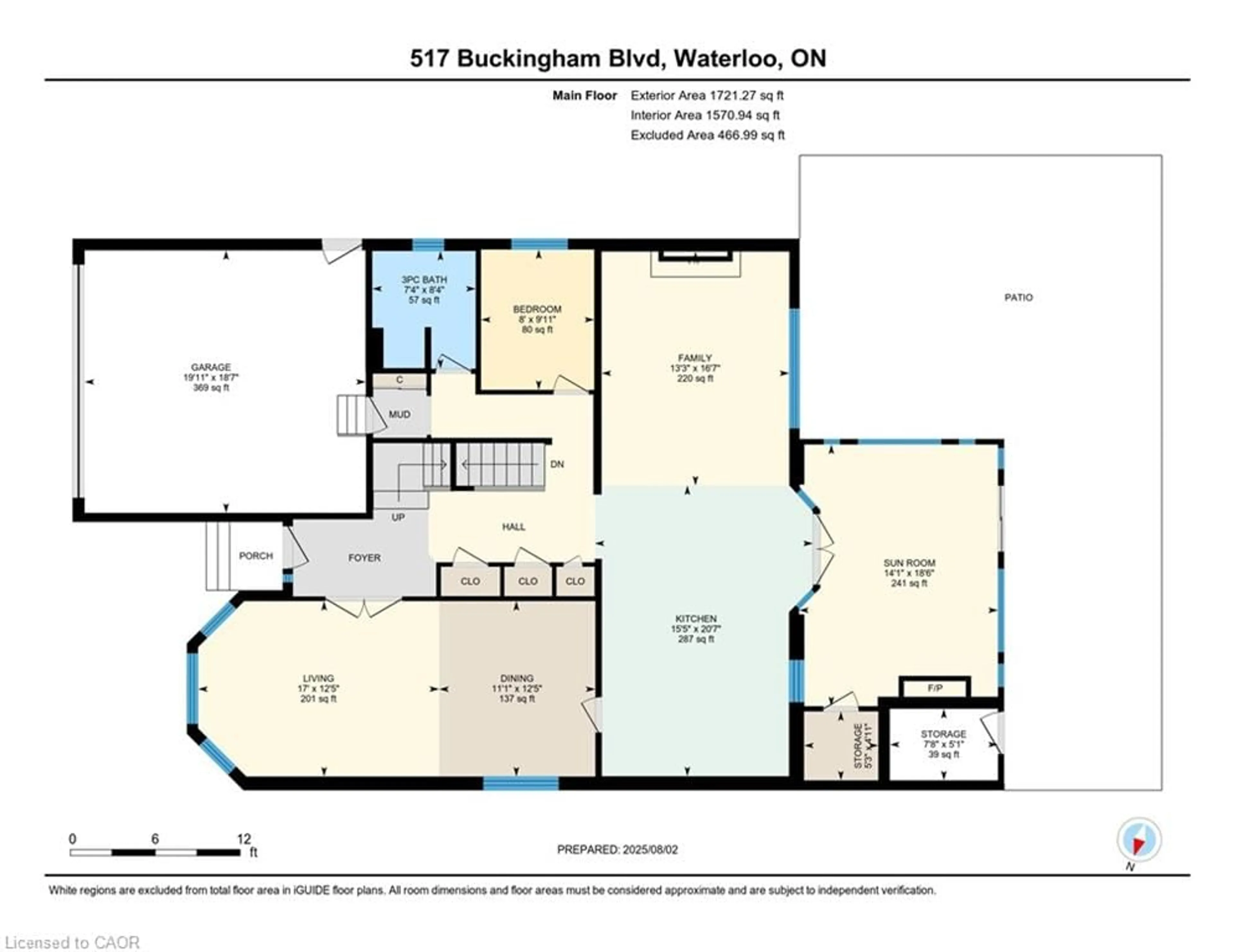 Floor plan for 517 Buckingham Blvd, Waterloo Ontario N2T 2T9