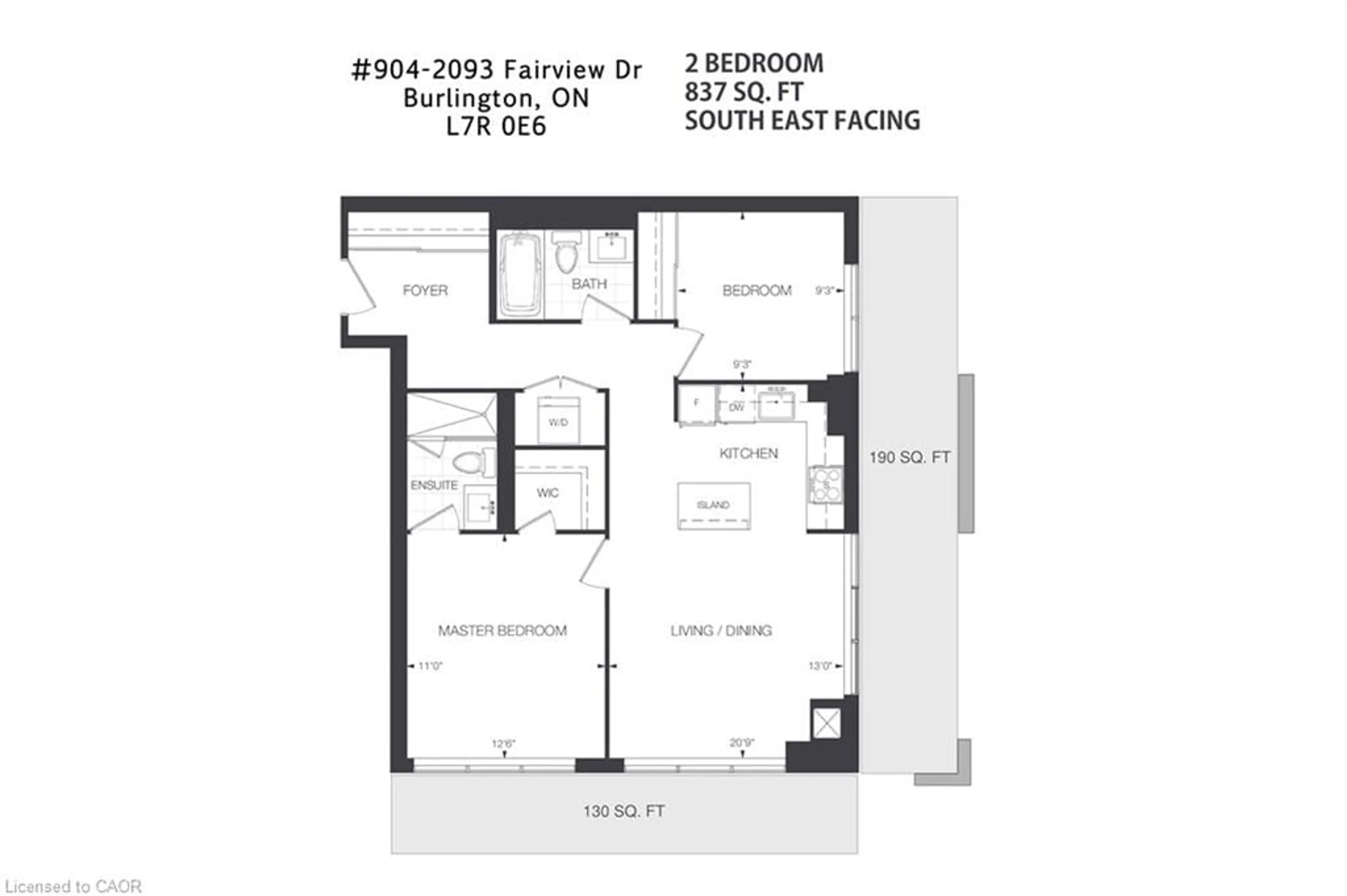 Floor plan for 2093 Fairview St #904, Burlington Ontario L7R 0E6