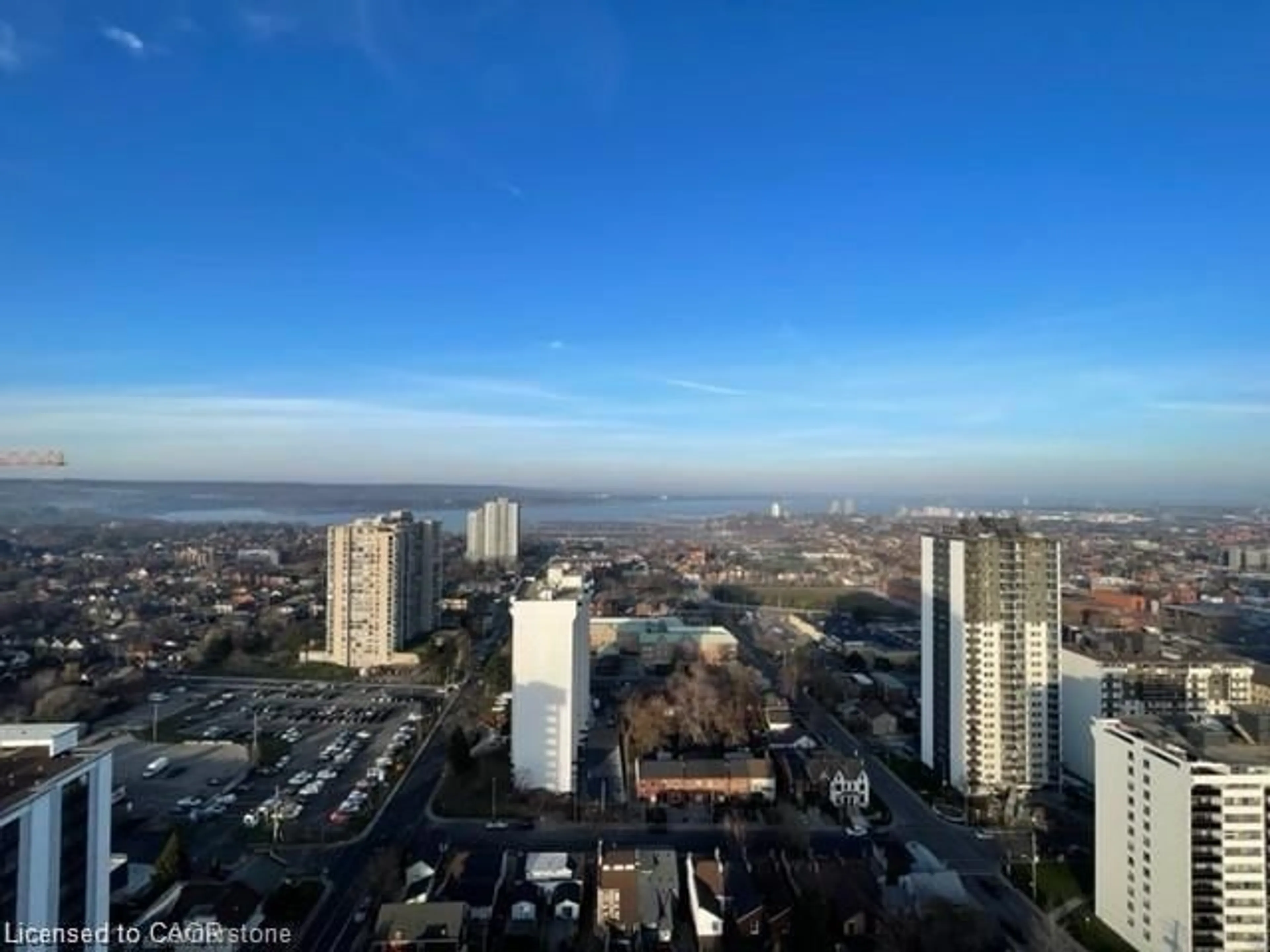 A pic from outside/outdoor area/front of a property/back of a property/a pic from drone, city buildings view from balcony for 15 Queen St #2308, Hamilton Ontario L8P 0C6