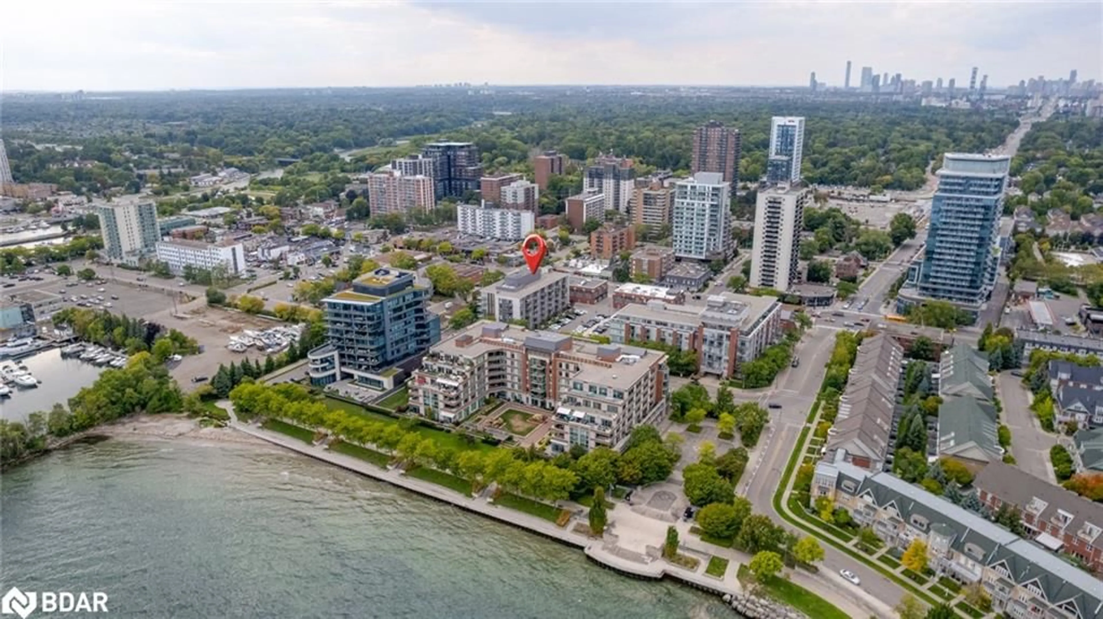 A pic from outside/outdoor area/front of a property/back of a property/a pic from drone, water/lake/river/ocean view for 70 Port St #410, Mississauga Ontario L5G 4V8