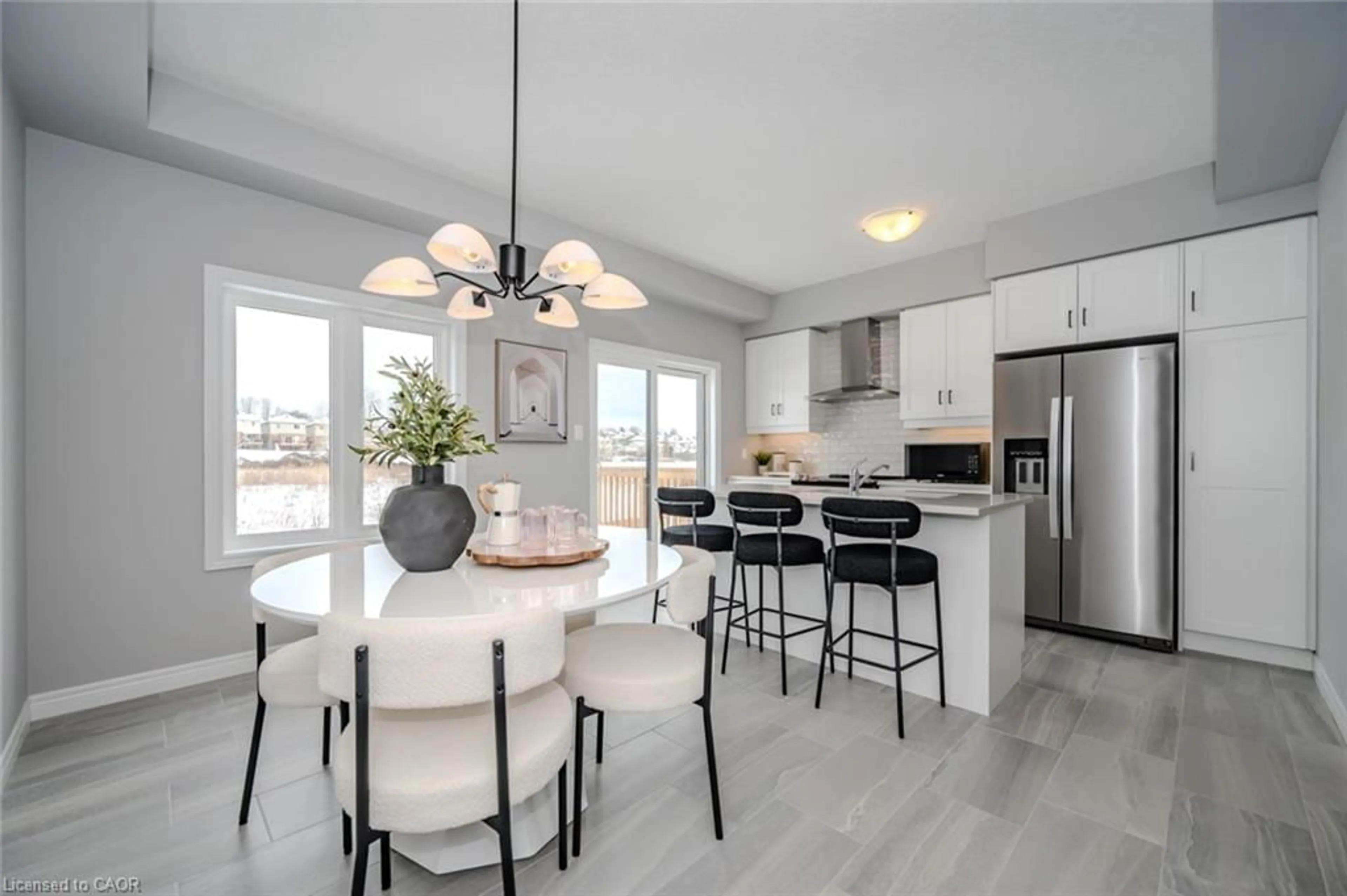 Open concept kitchen, ceramic/tile floor for 23 Sora Lane, Guelph Ontario N1E 0T4