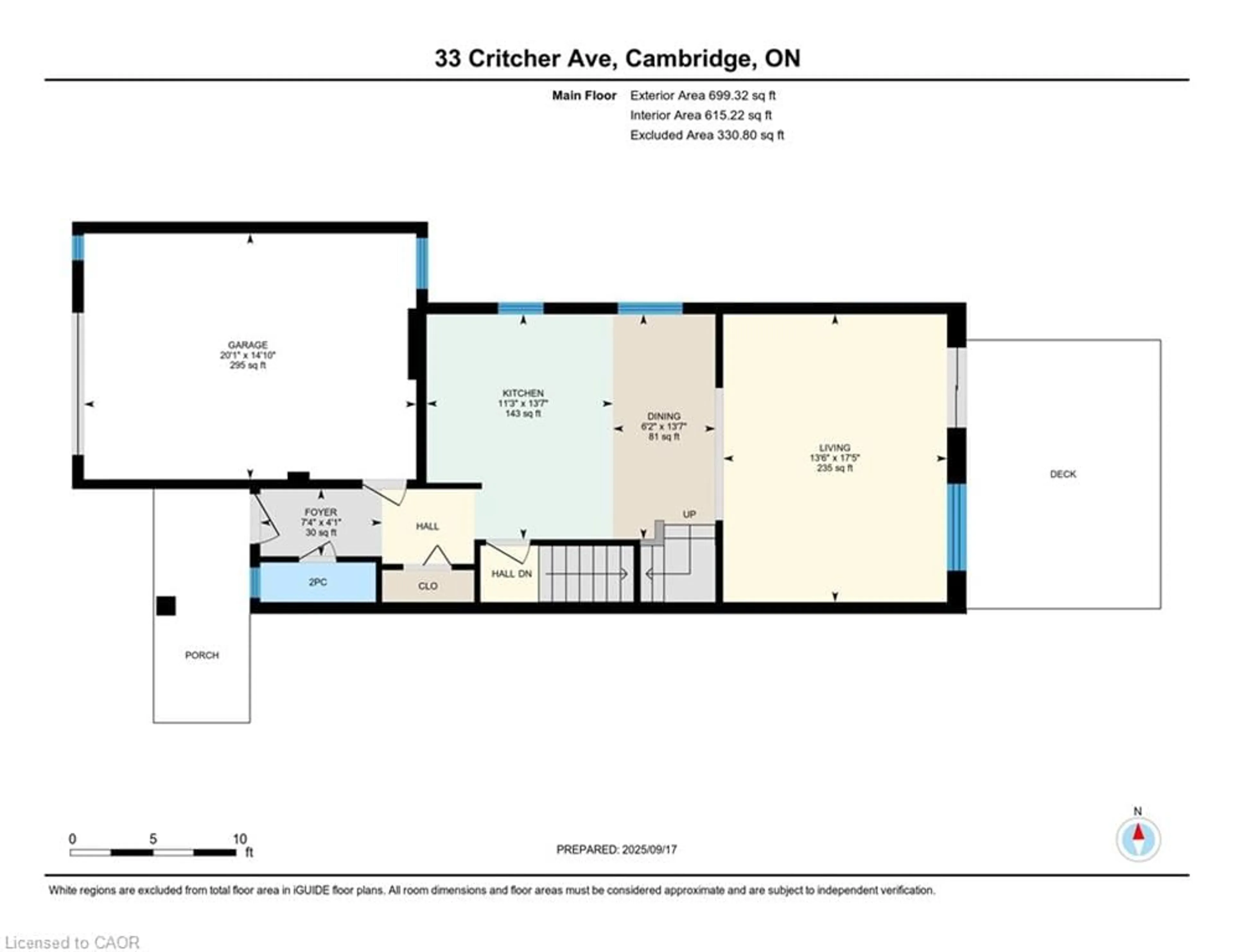 Floor plan for 33 Critcher Ave, Cambridge Ontario N1T 2C5