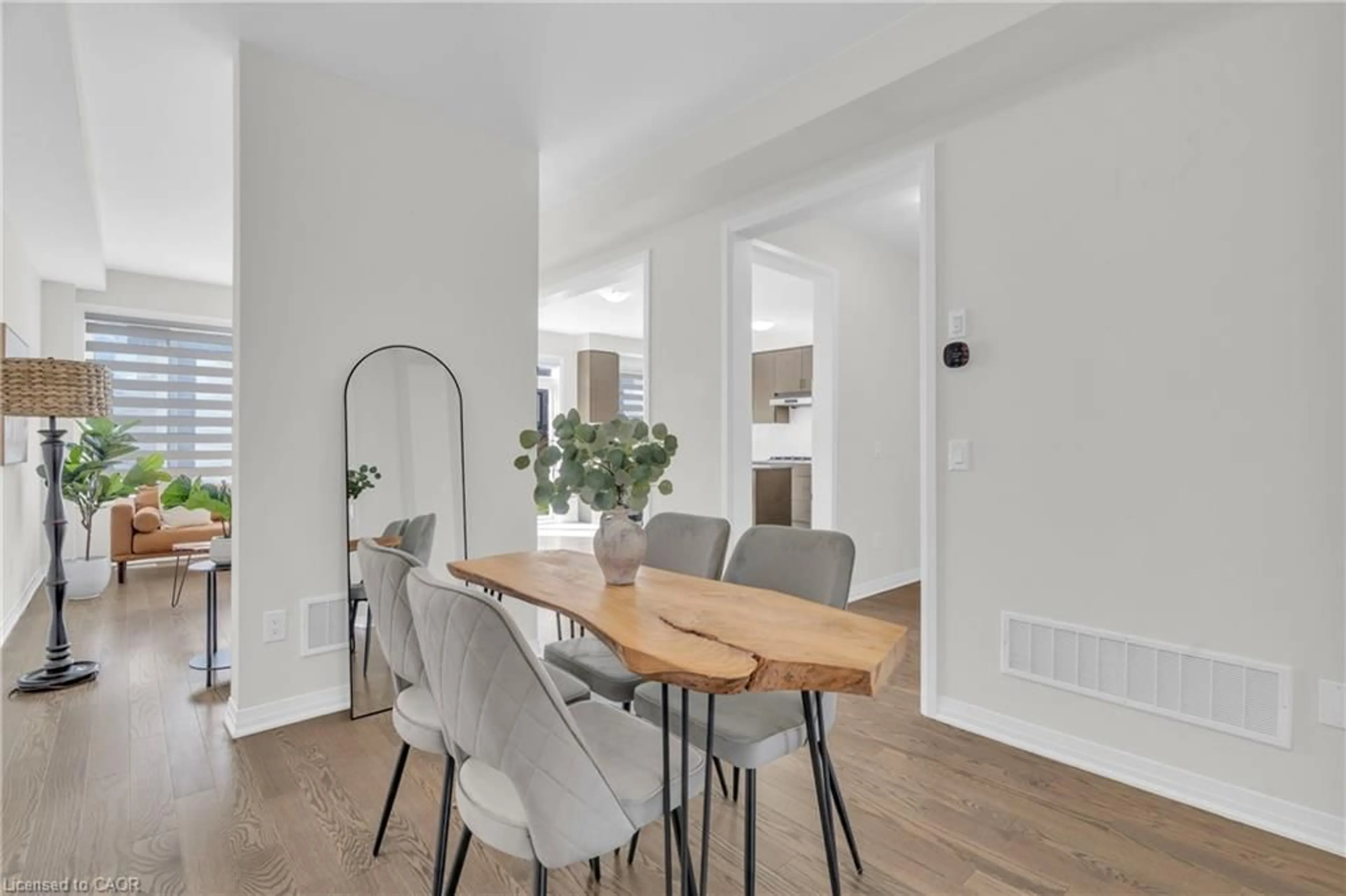 Dining room, wood/laminate floor for 18 Prince Philip Blvd, Ayr Ontario N0B 1E0