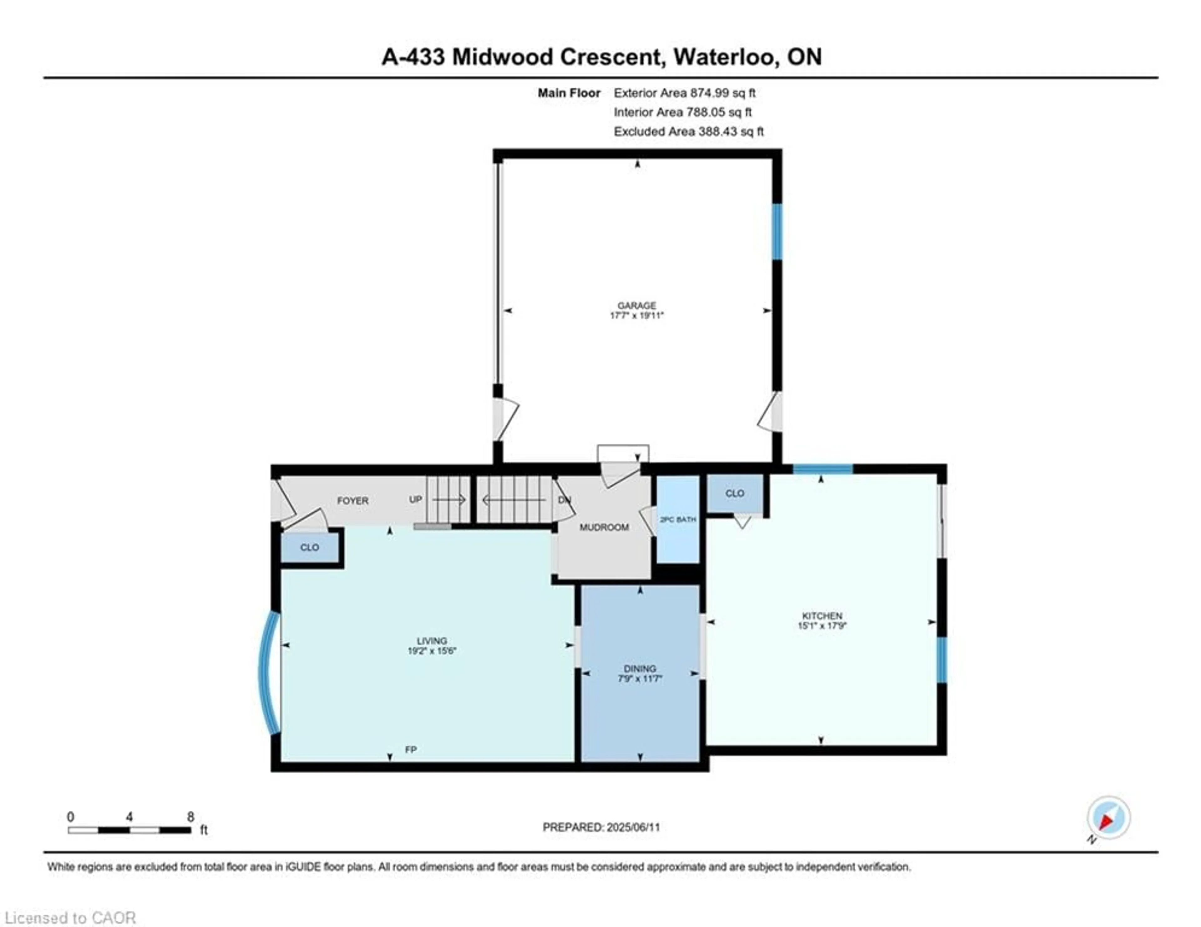 Floor plan for 433 Midwood Cres #A, Waterloo Ontario N2L 5N4