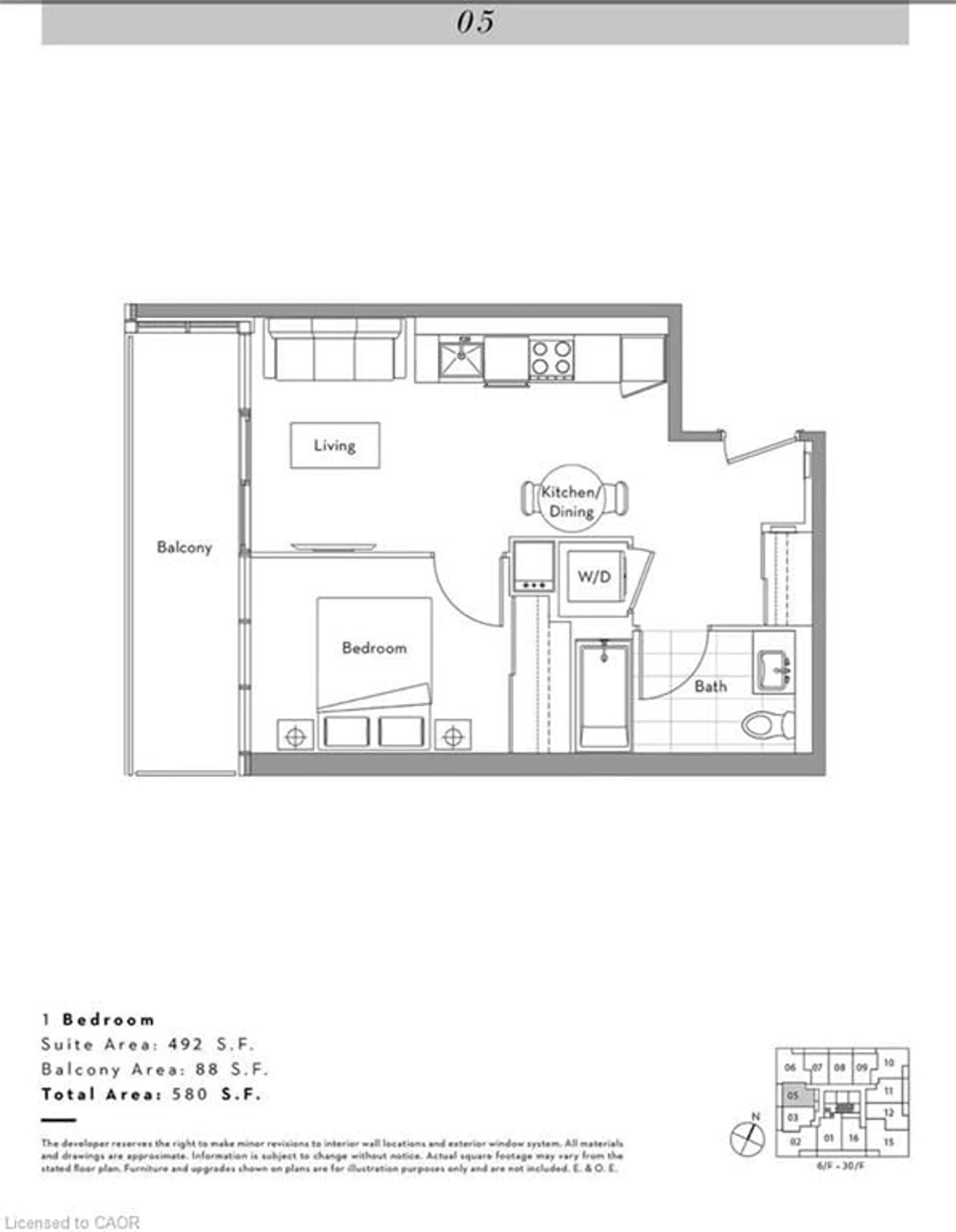 Floor plan for 17 Bathurst St #1605, Toronto Ontario M5V 0N1