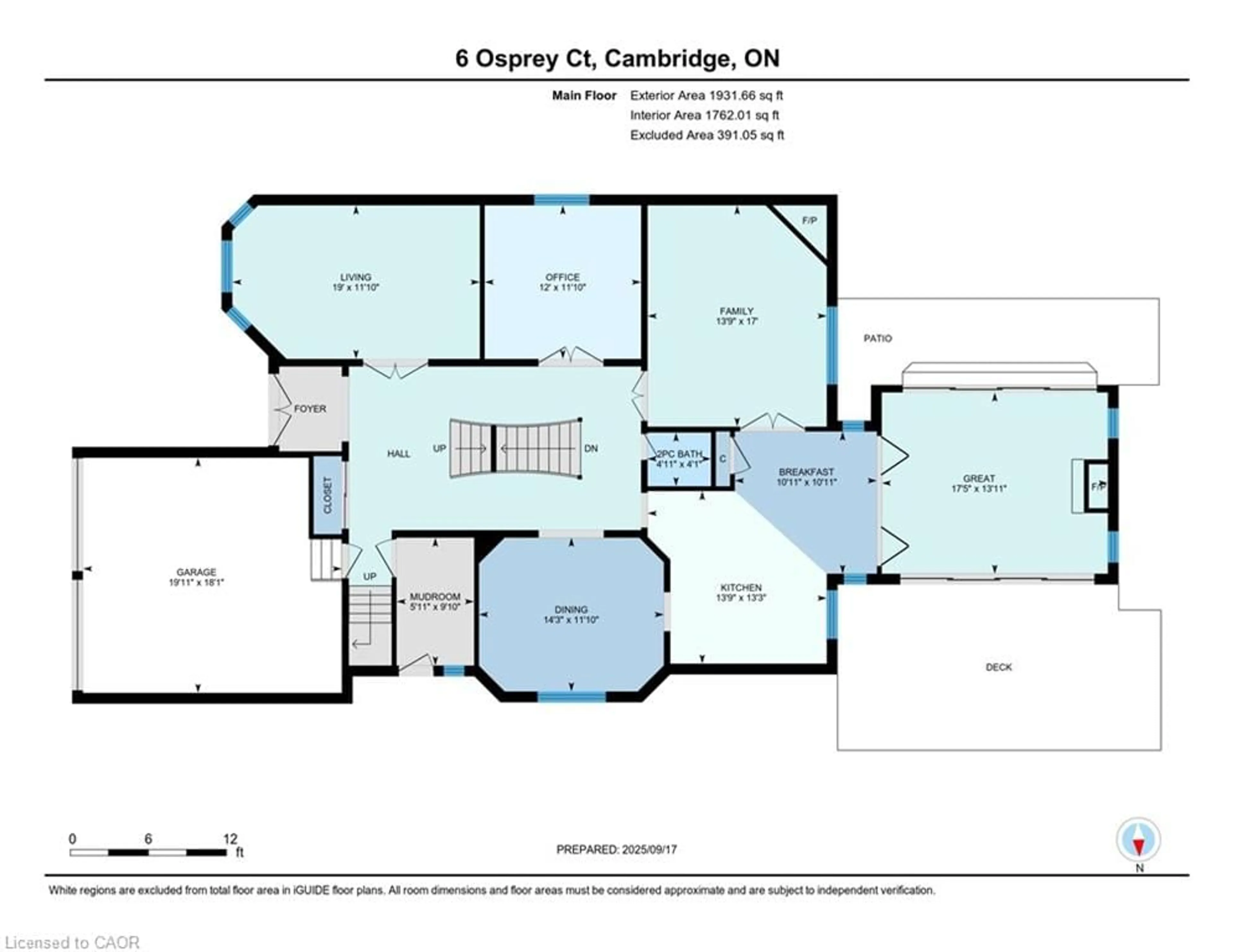 Floor plan for 6 Osprey Crt, Cambridge Ontario N1T 1N9