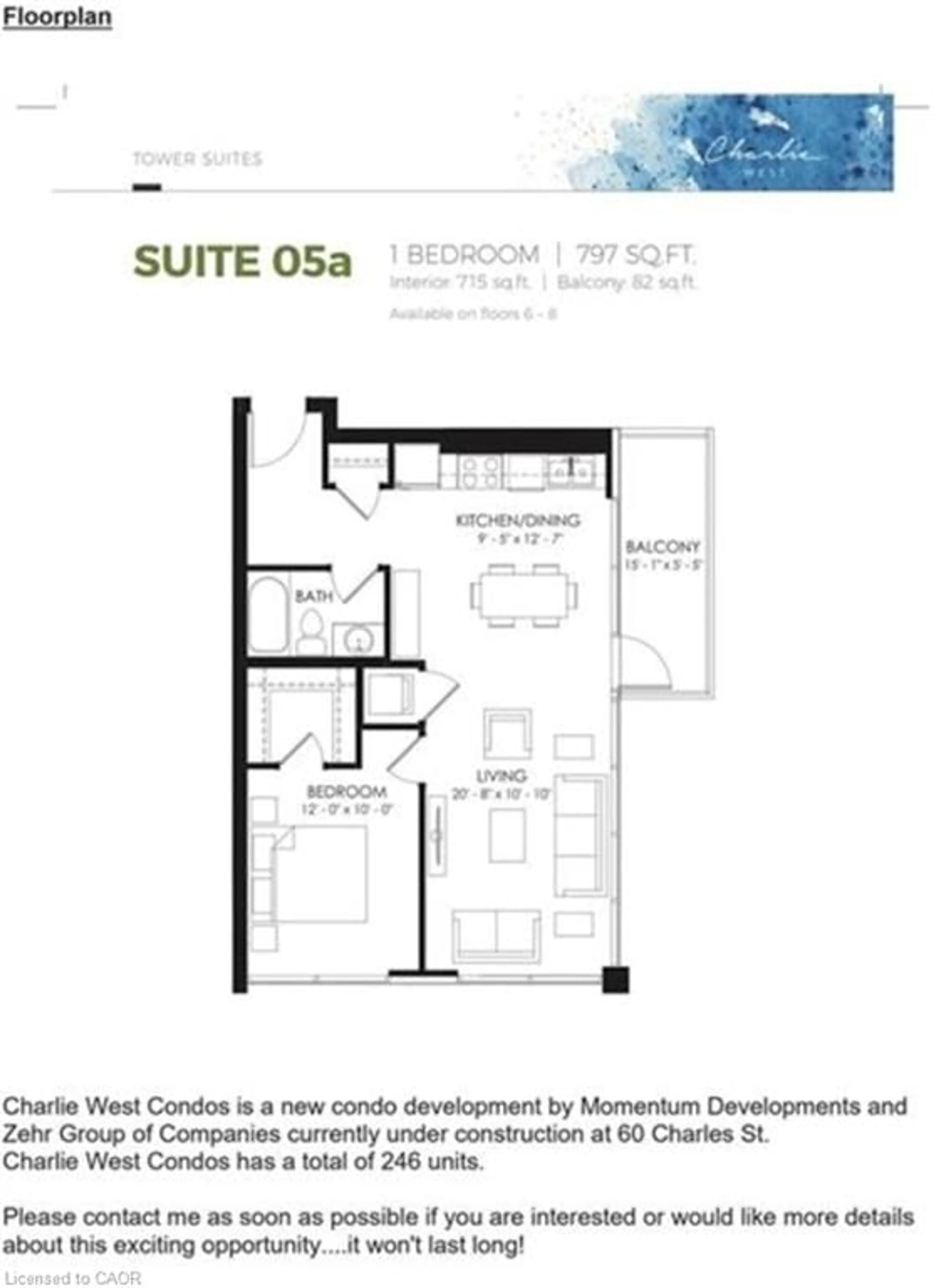 Floor plan for 60 Charles St #705, Kitchener Ontario N2G 0C9