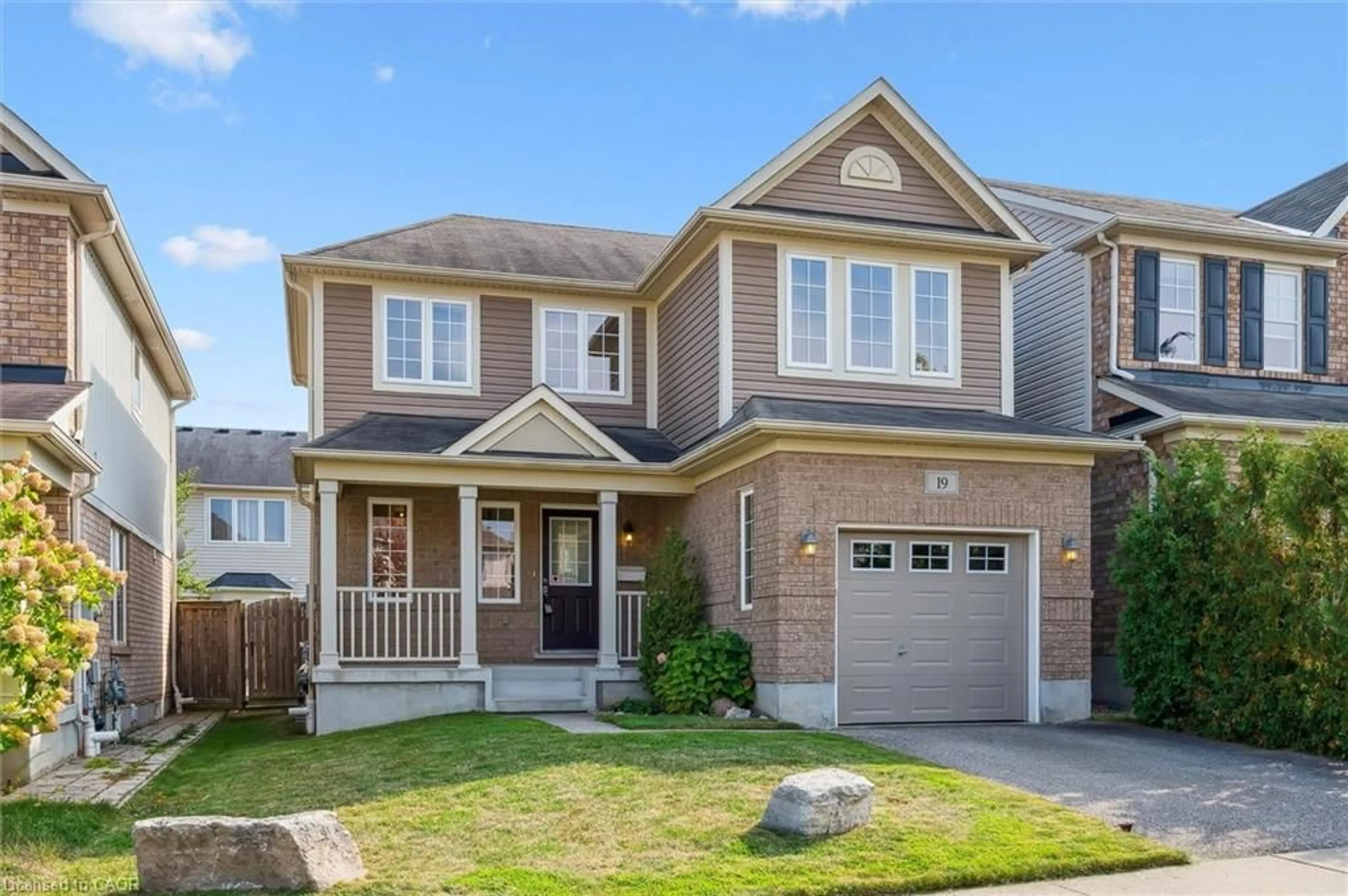 Home with brick exterior material, street for 19 Horton Walk, Cambridge Ontario N3C 0C1